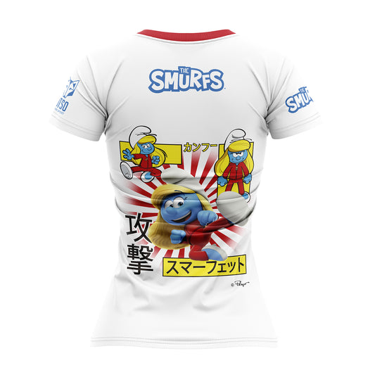 T-shirt manches courtes femme - Schtroumpfs manches blanches (Outlet)