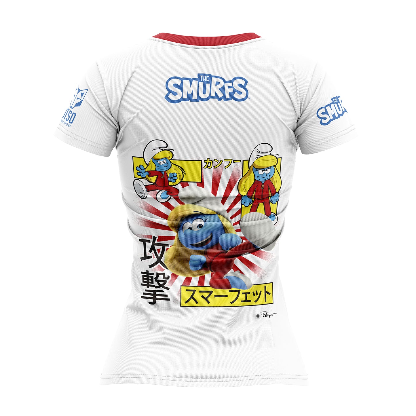 T-shirt manches courtes femme - Schtroumpfs manches blanches (Outlet)