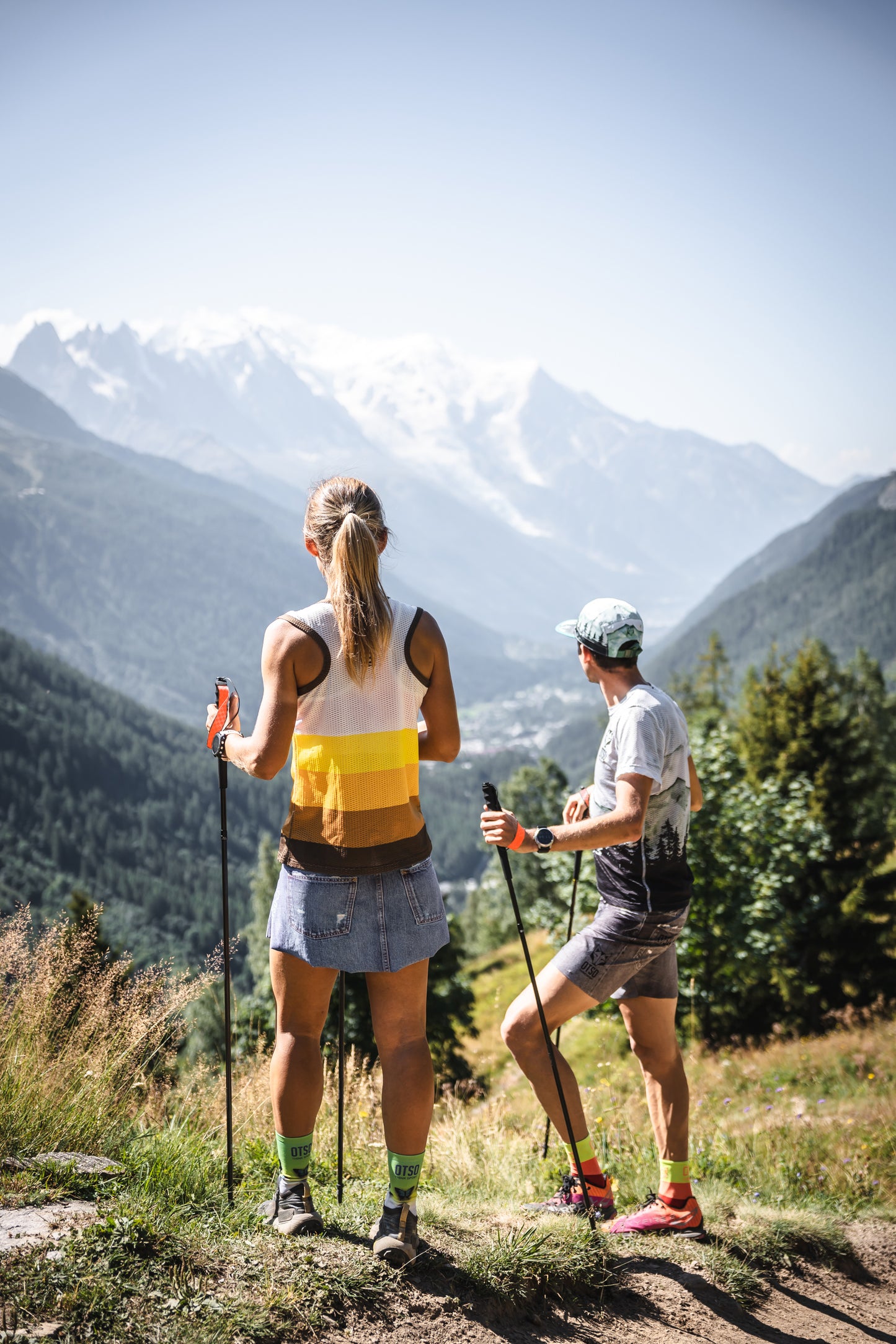 Bastones de carbono plegables ultraligeros para Trail Running y Trecking - Negro