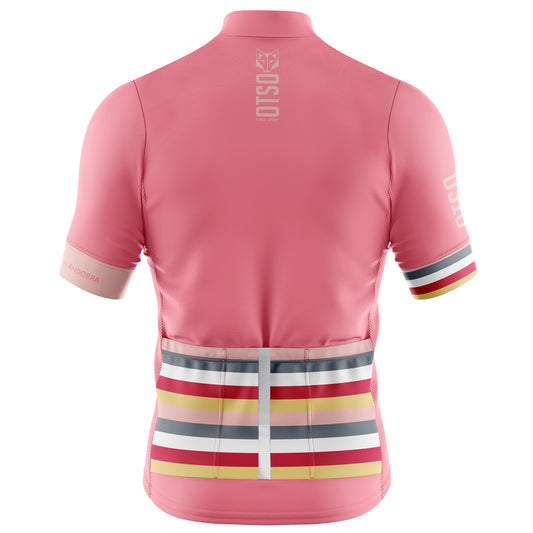 Men's Short Sleeve Cycling Jersey - Stripes Coral Pink (Outlet)