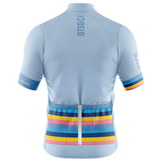 Men's Short Sleeve Cycling Jersey - Stripes Turquoise (Outlet)