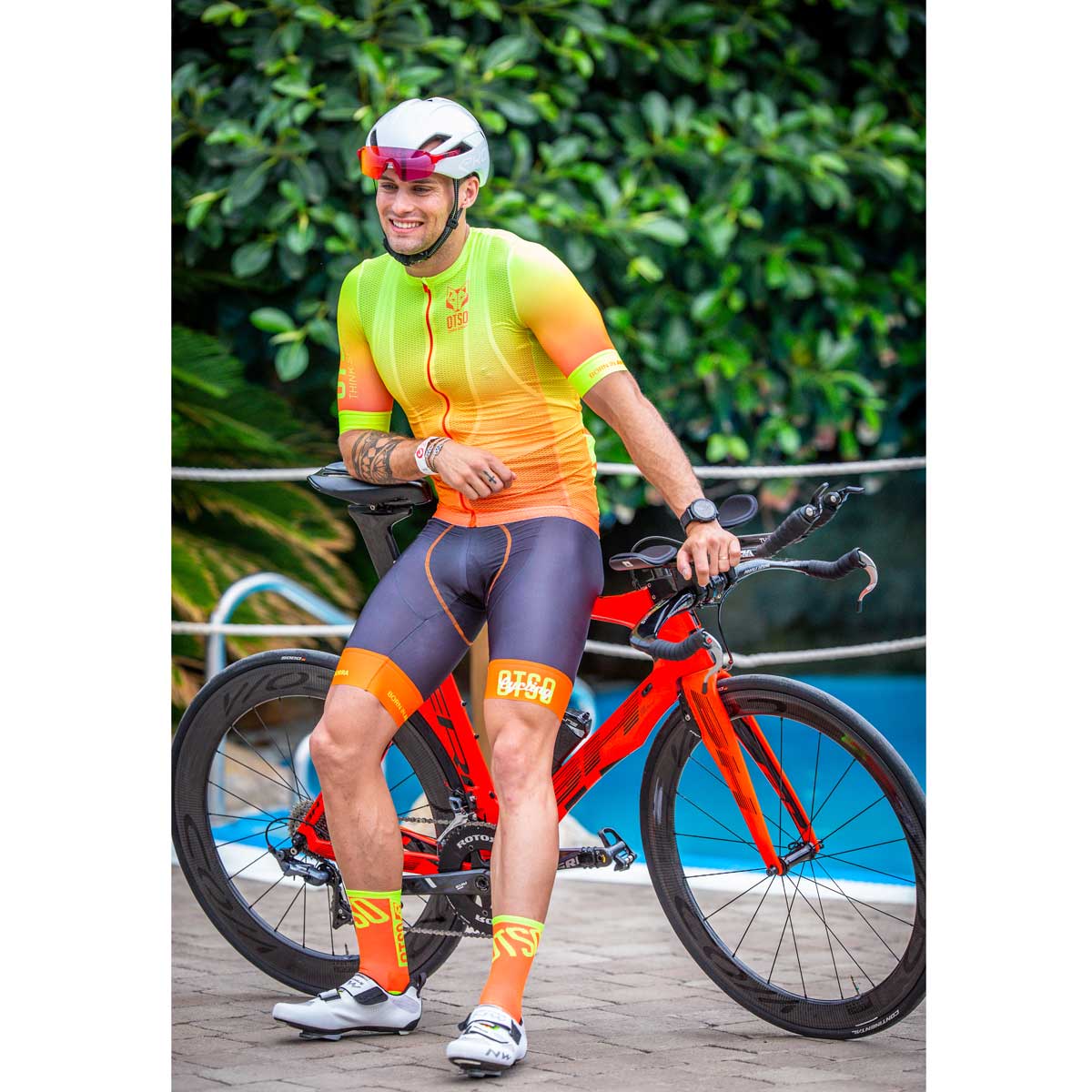 Culotte de ciclismo hombre - Fluo Orange (Outlet)
