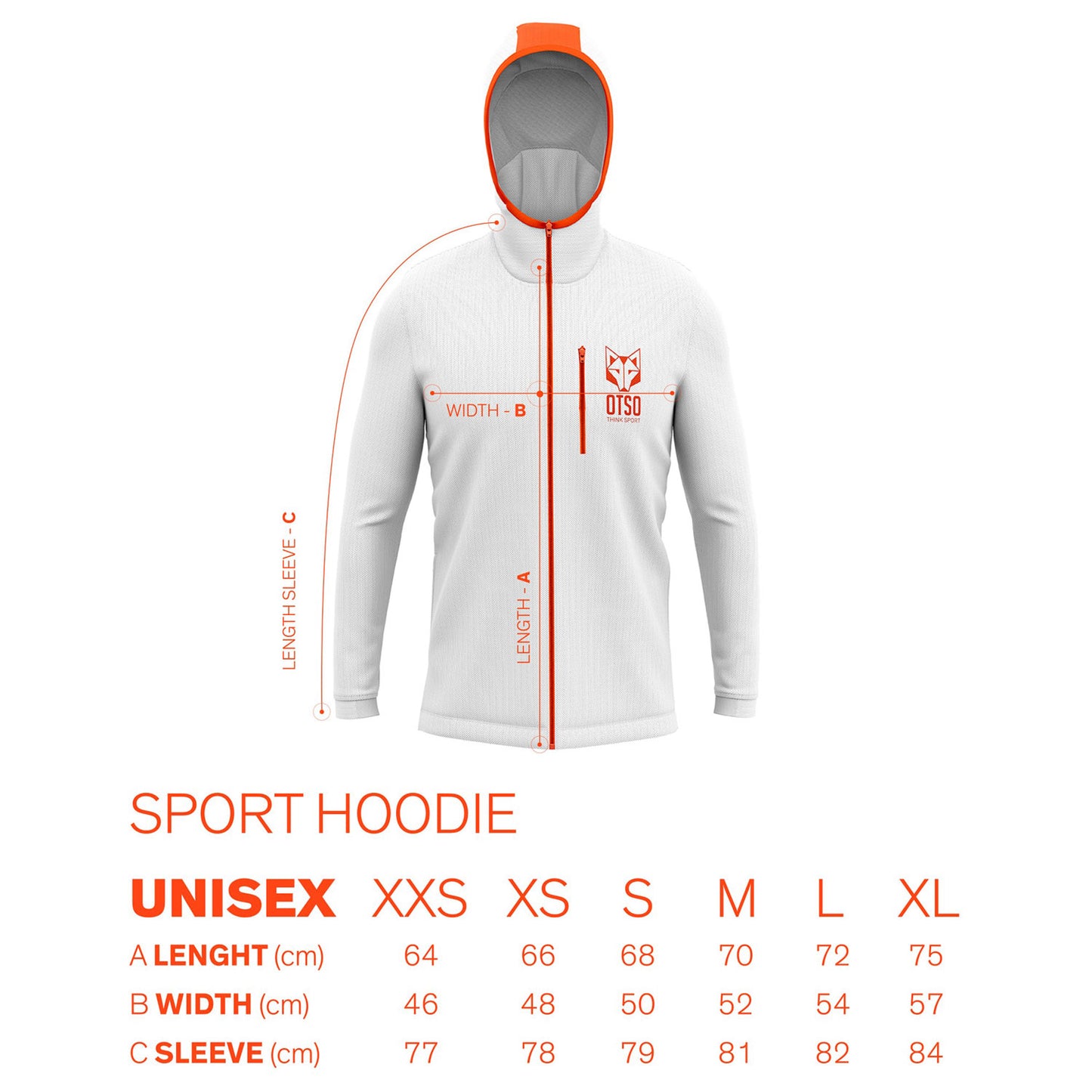 Unisex sport hoodie - Fluo Orange & Fluo Yellow