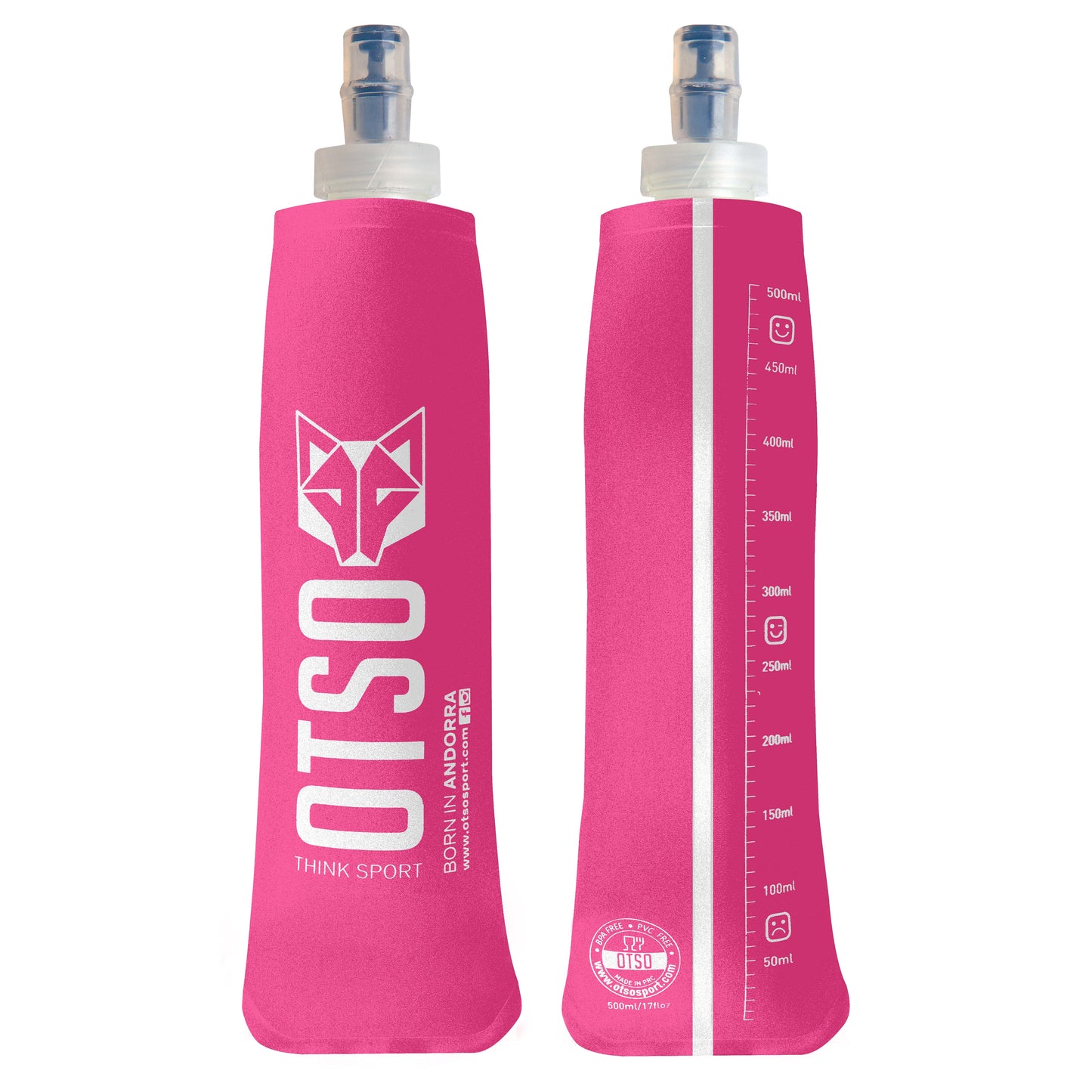 Ampolla tova 500ml Tap petita -  Fluo Pink