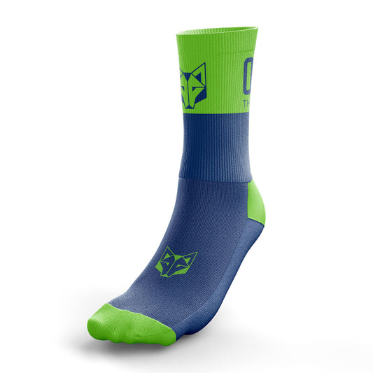 Electric Blue & Fluo Green Mid Cut Multisport Socks