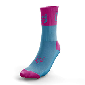 Chaussettes Multisport Medium Cut - Light Blue & Fluo Pink