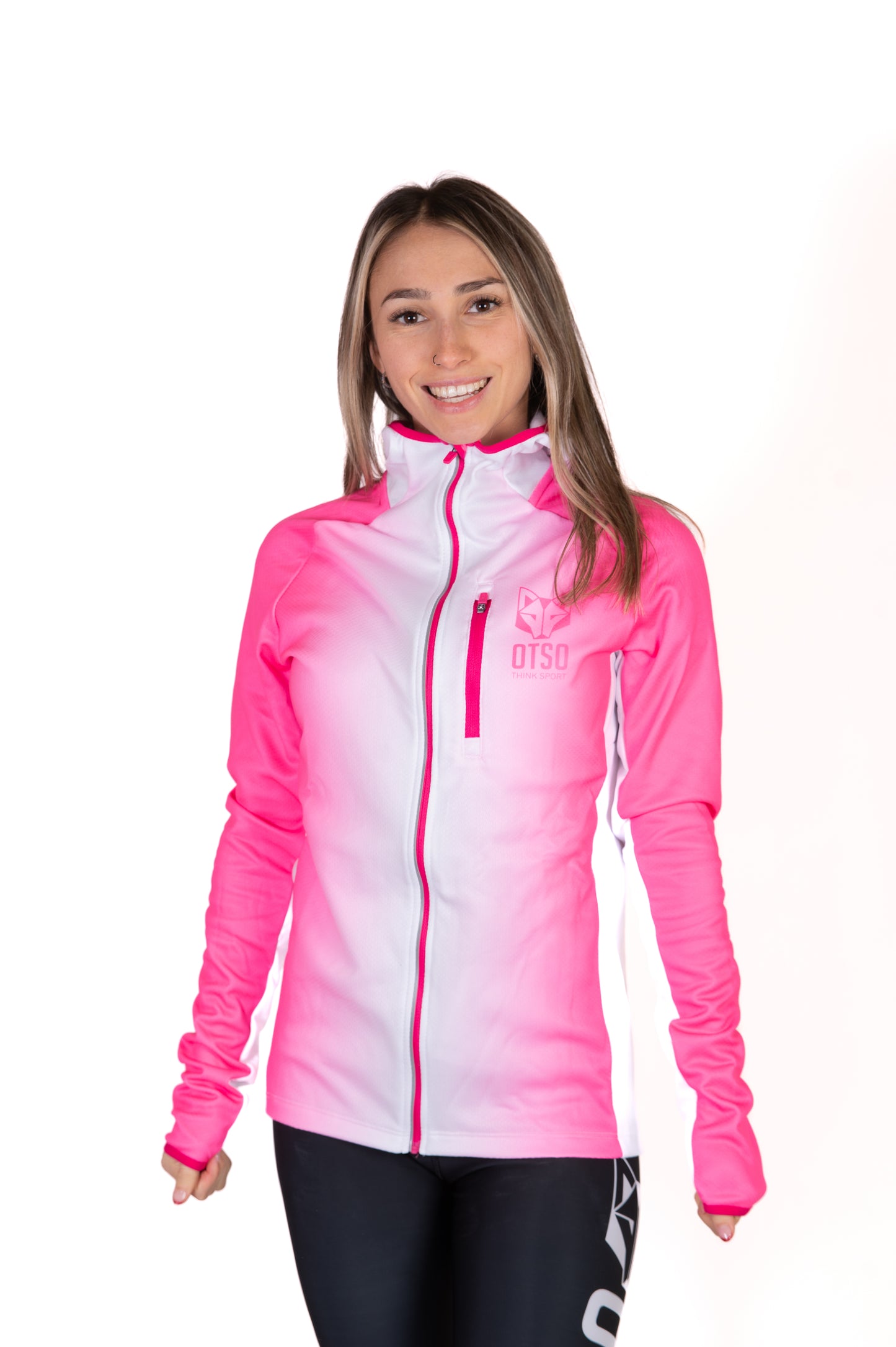 Unisex sport hoodie - Fluo Pink & White