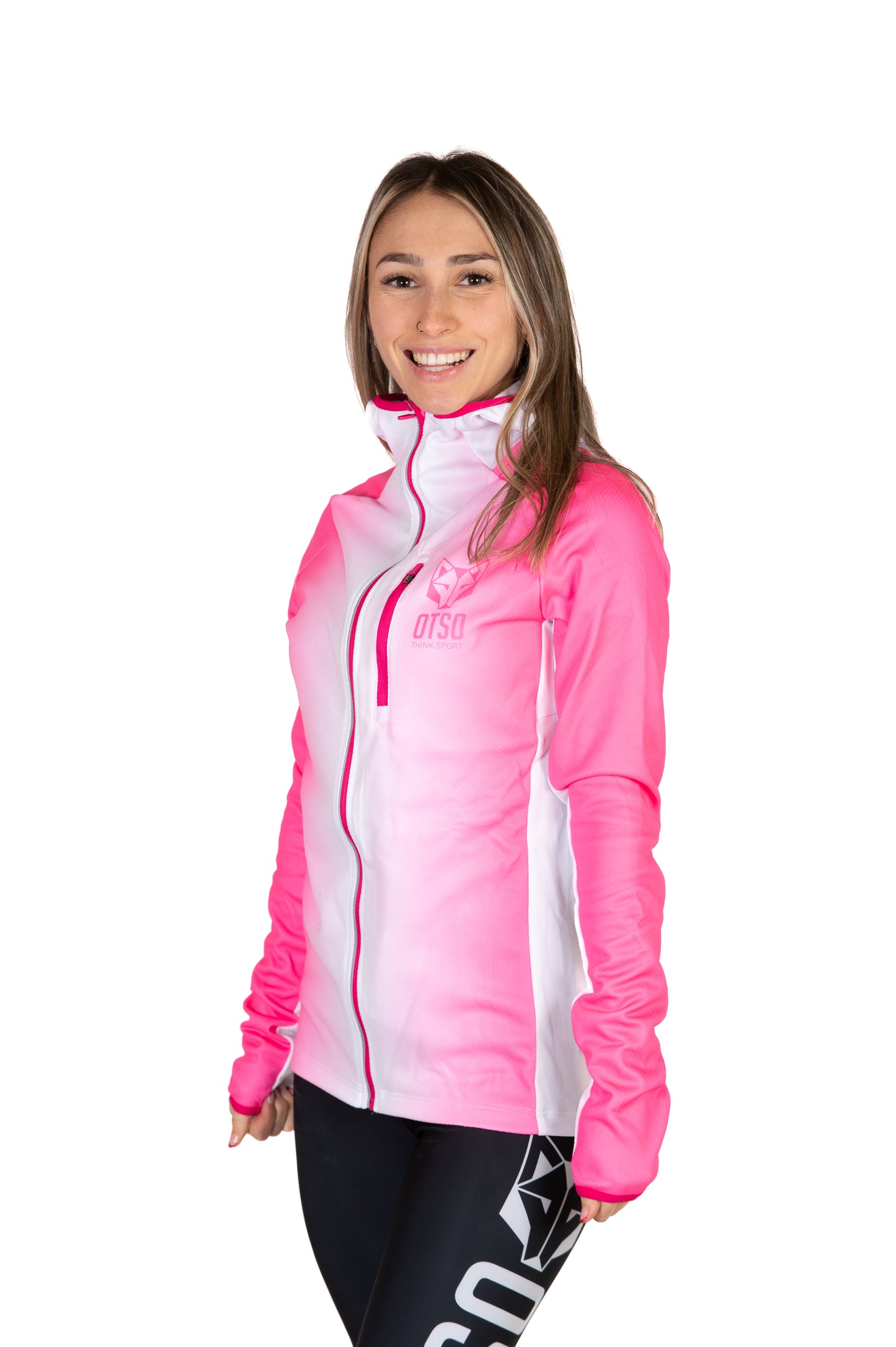 Unisex sport hoodie - Fluo Pink & White