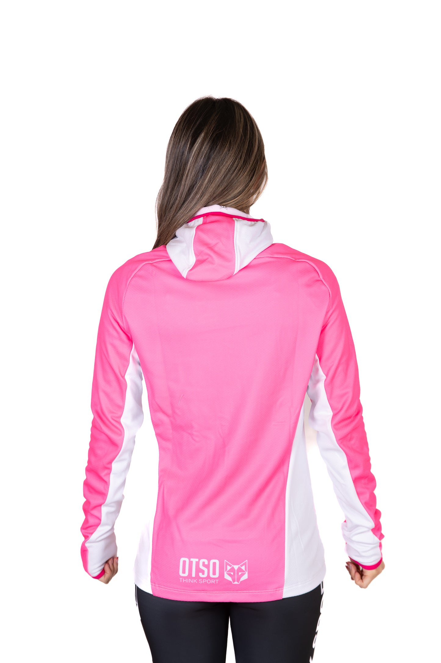 Unisex sport hoodie - Fluo Pink & White
