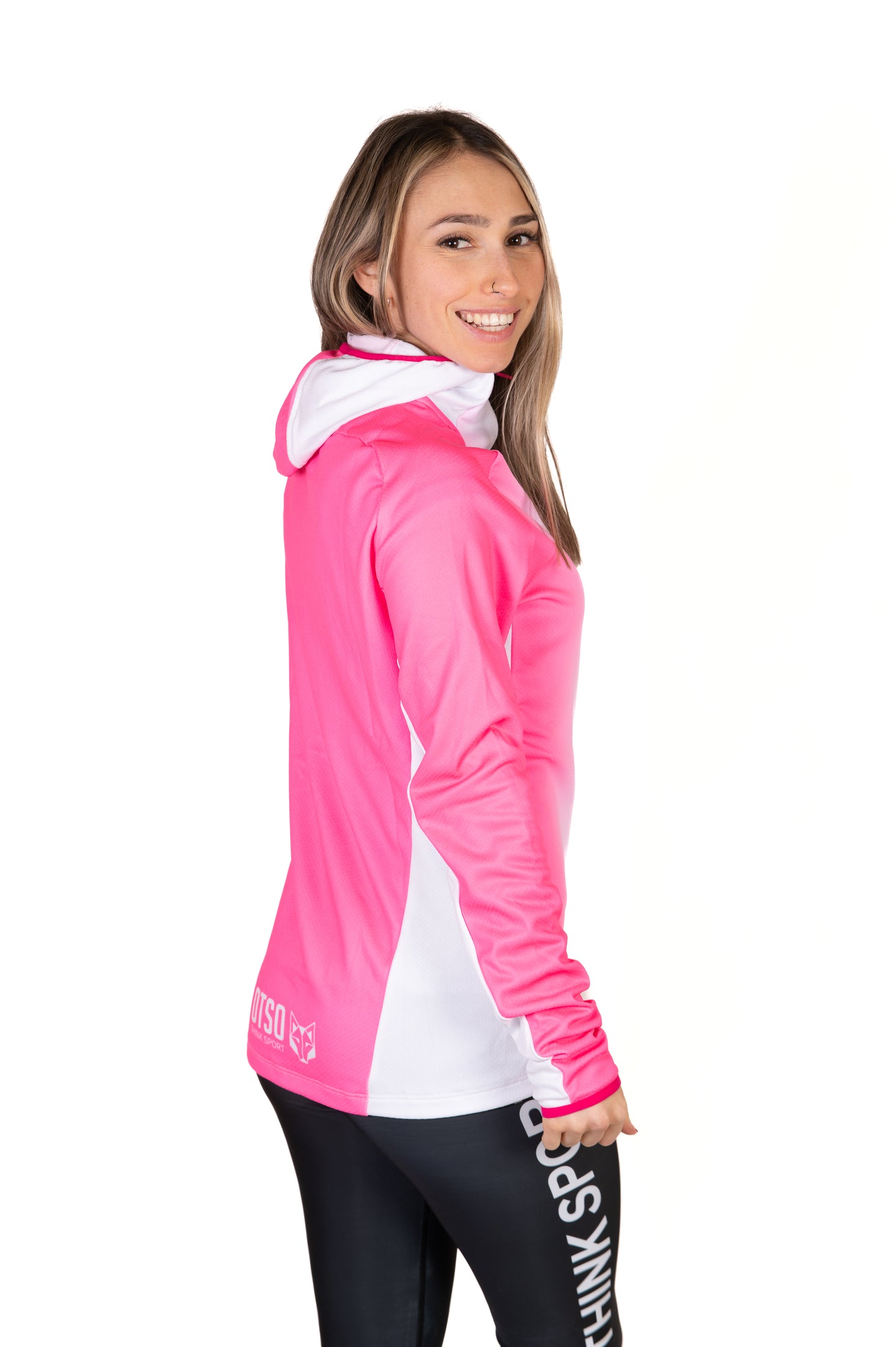 Unisex sport hoodie - Fluo Pink & White