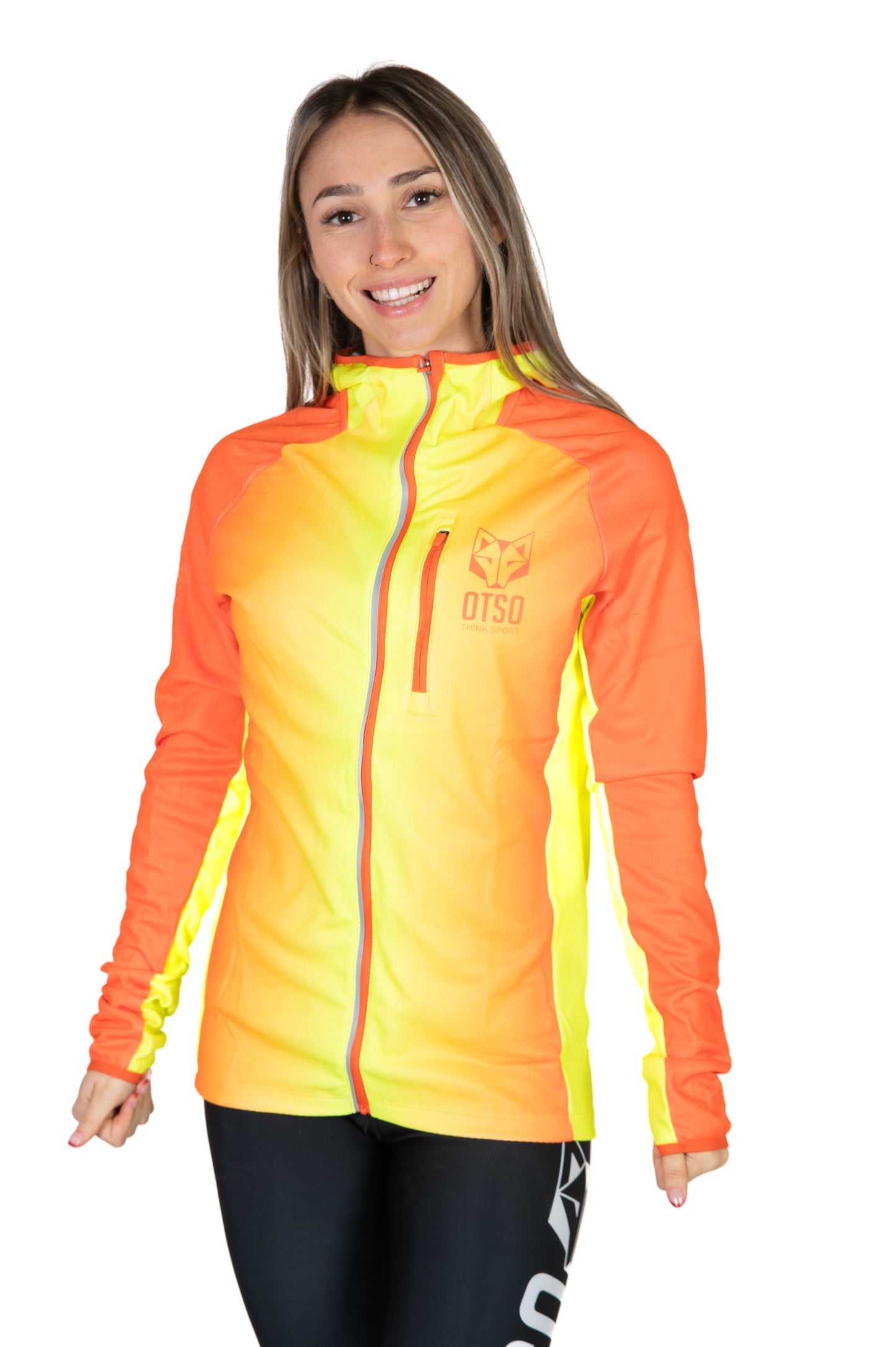 Sweat à capuche de sport unisexe - Orange fluo & Jaune fluo