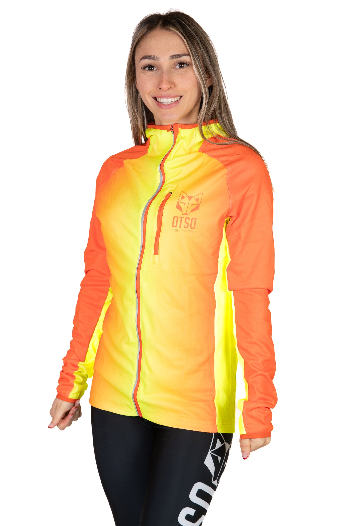 Sweat à capuche de sport unisexe - Orange fluo & Jaune fluo