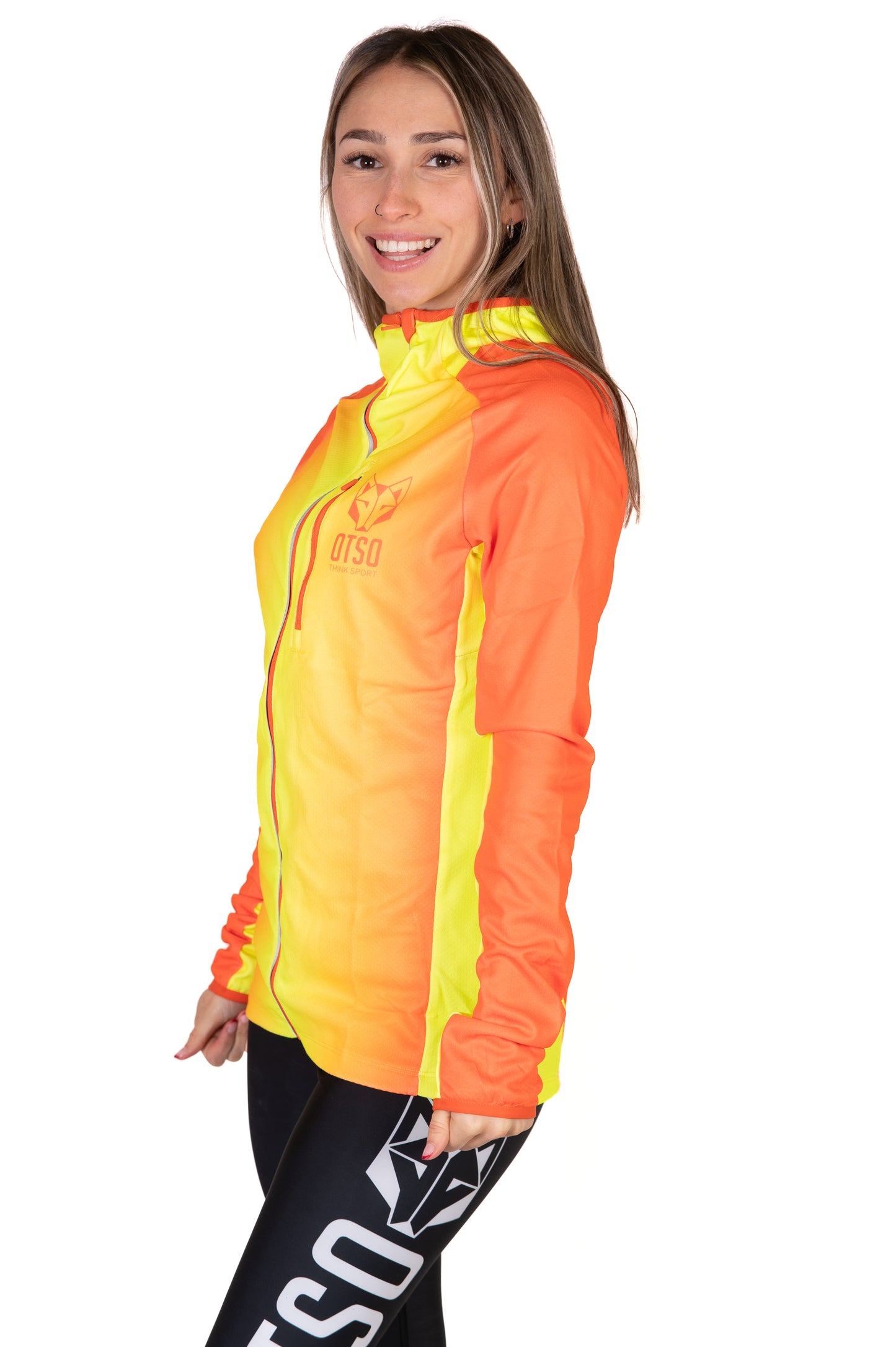 Sweat à capuche de sport unisexe - Orange fluo & Jaune fluo