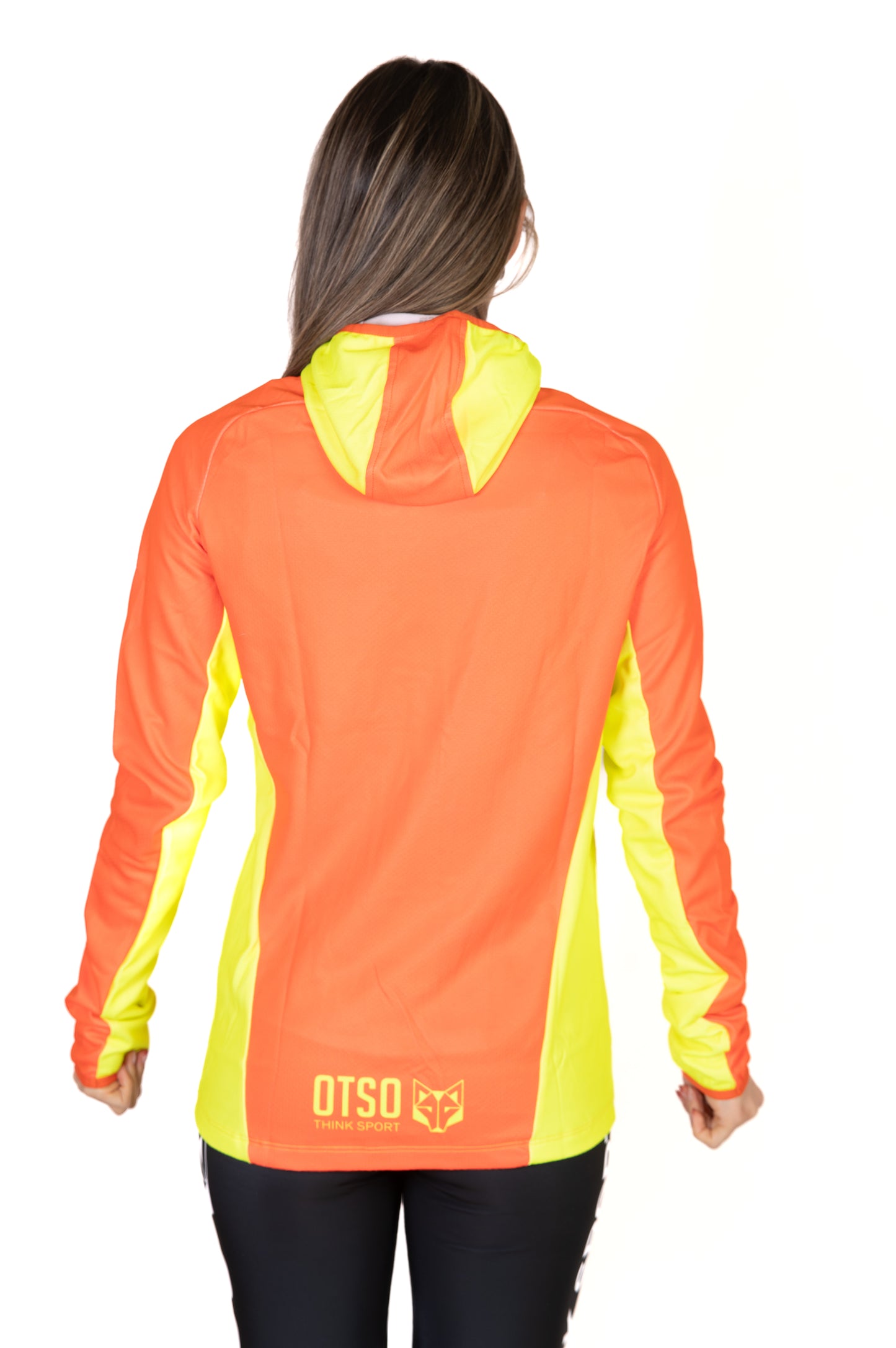 Sweat à capuche de sport unisexe - Orange fluo & Jaune fluo