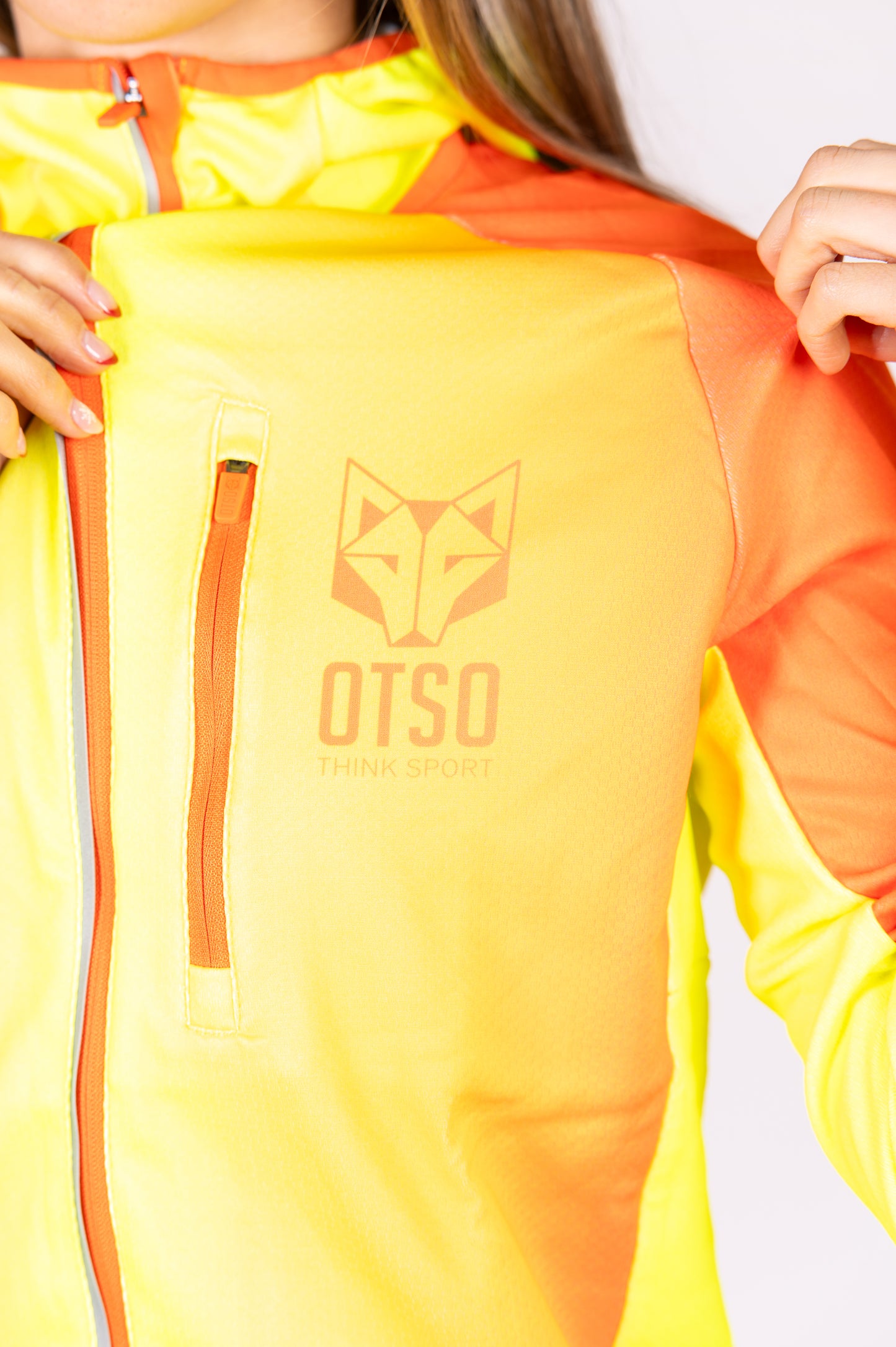 Sweat à capuche de sport unisexe - Orange fluo & Jaune fluo
