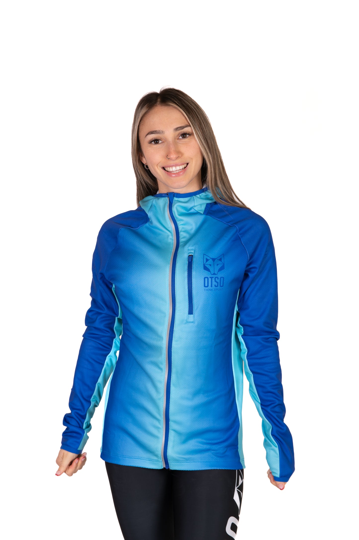 Felpa sportiva unisex con cappuccio - Electric Blue & Light Blue