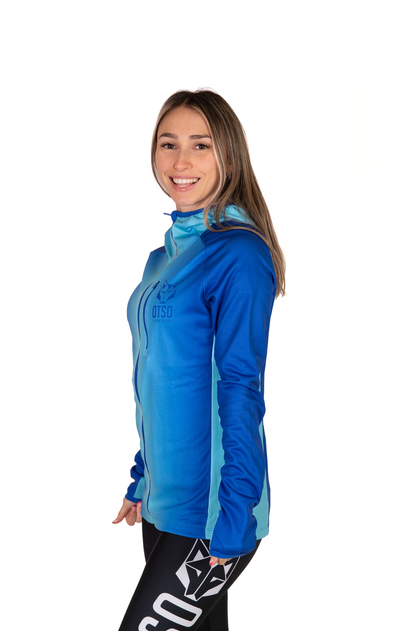 Felpa sportiva unisex con cappuccio - Electric Blue & Light Blue