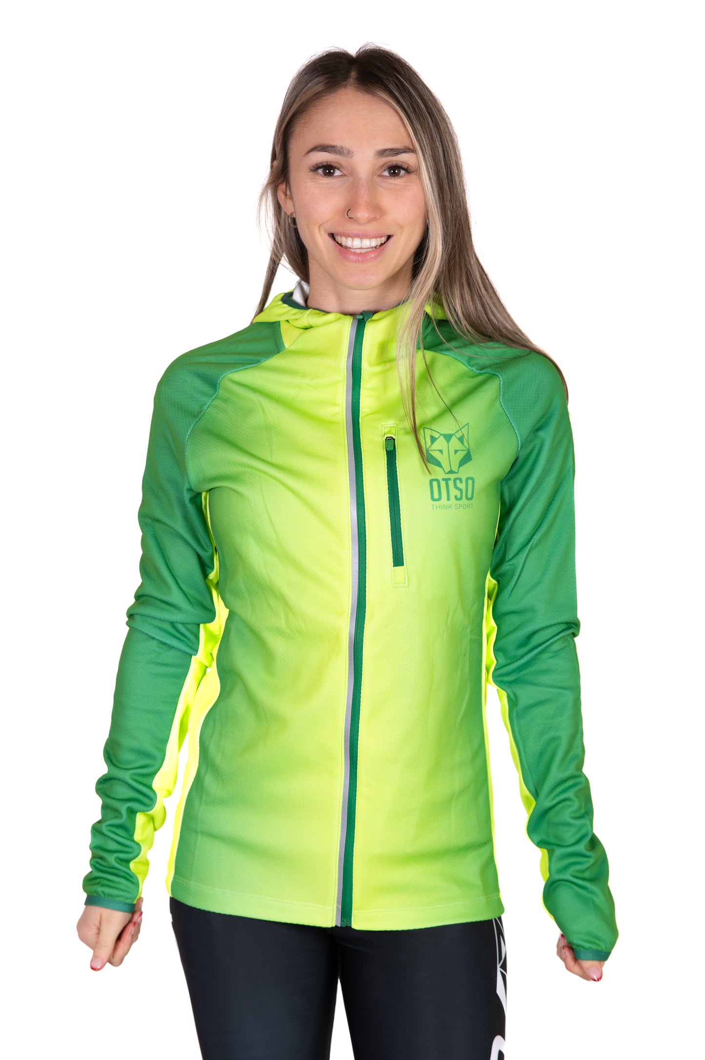 Unisex sport hoodie - Forest Green & Fluo Green