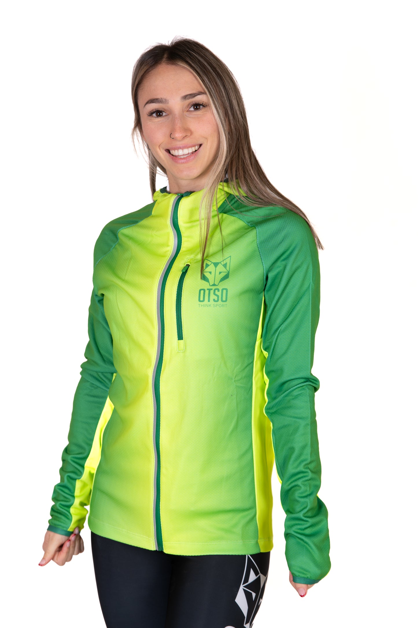 Unisex sport hoodie - Forest Green & Fluo Green