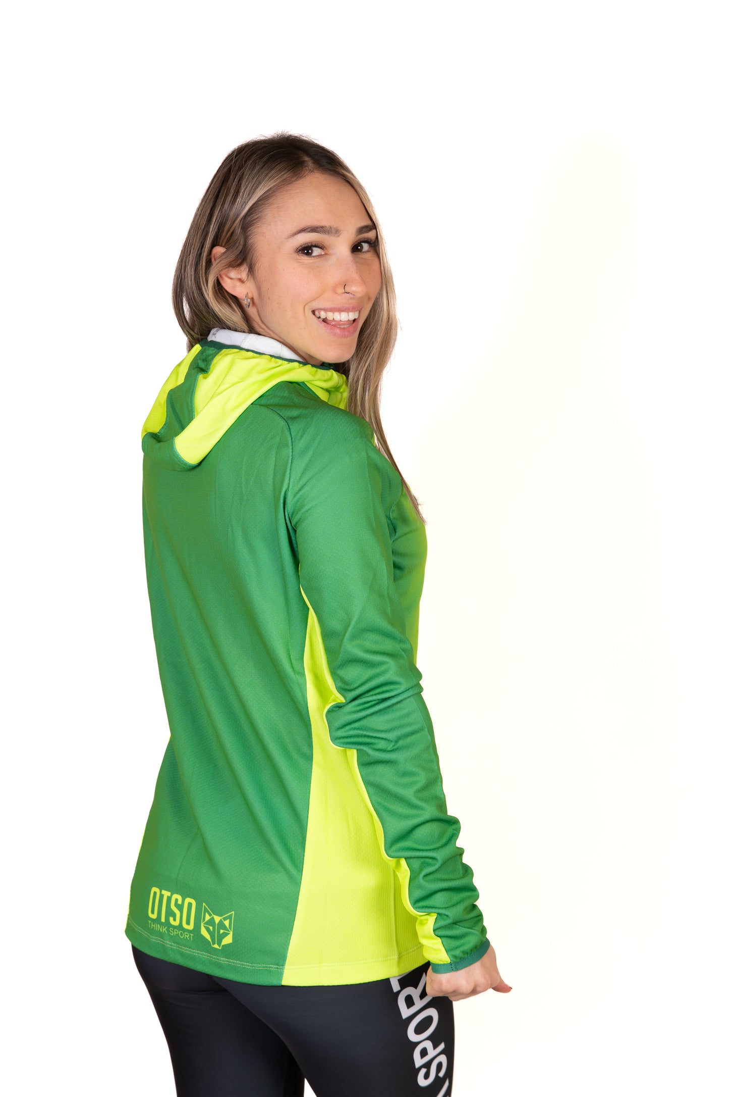Unisex sport hoodie - Forest Green & Fluo Green