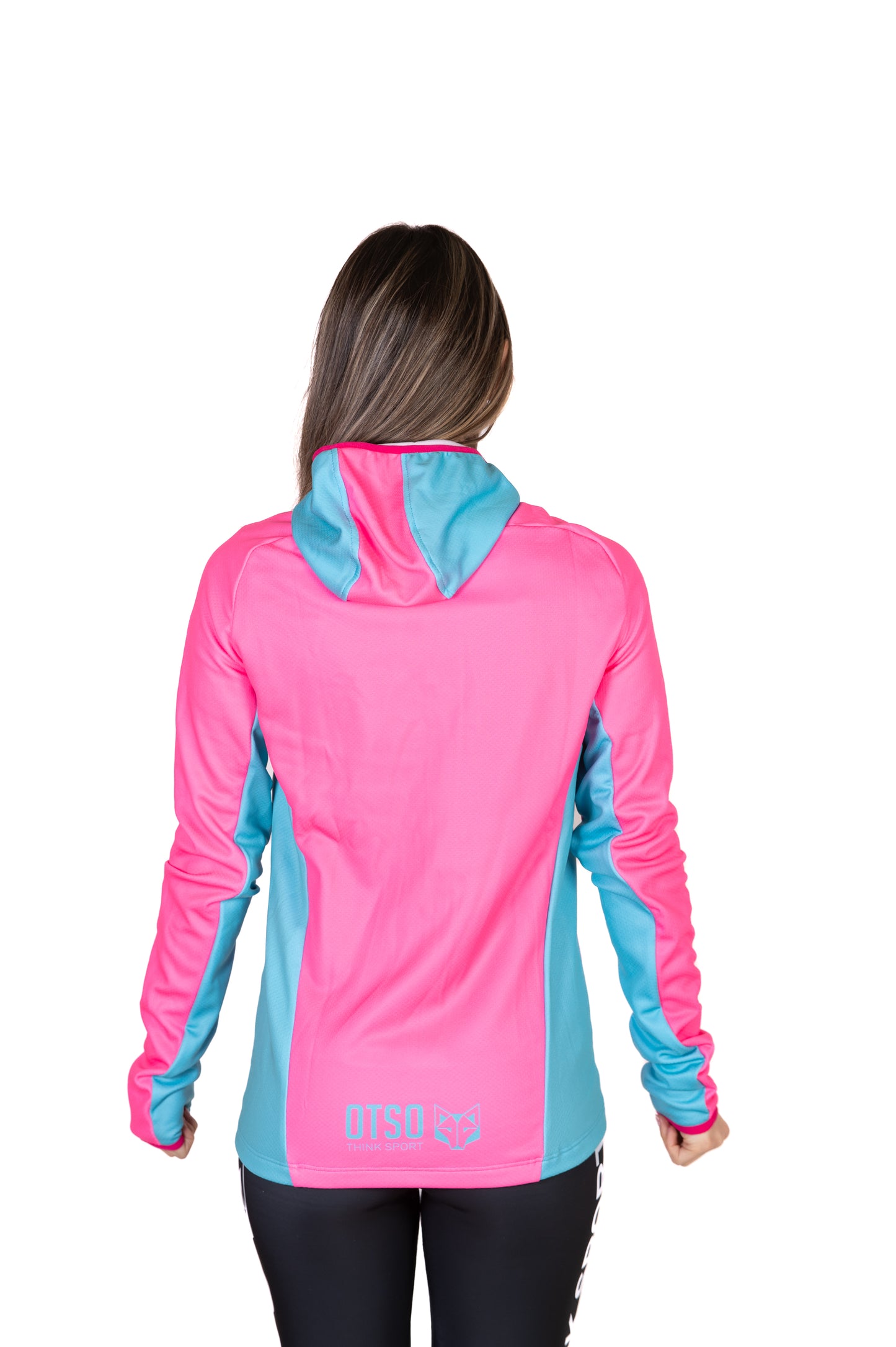 Felpa sportiva unisex con cappuccio - Fluo Pink & Light Blue