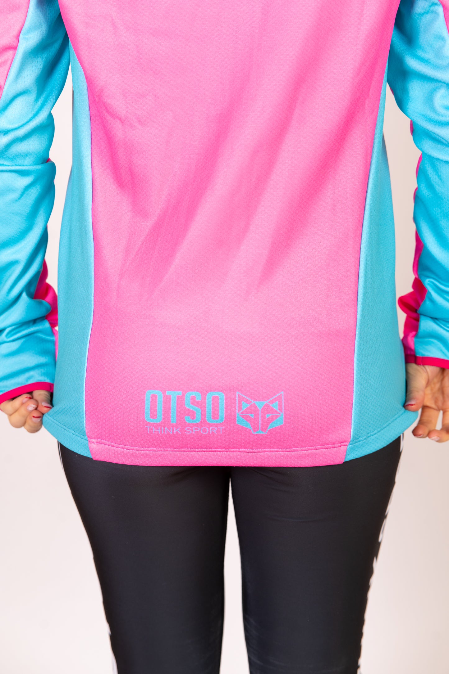 Felpa sportiva unisex con cappuccio - Fluo Pink & Light Blue