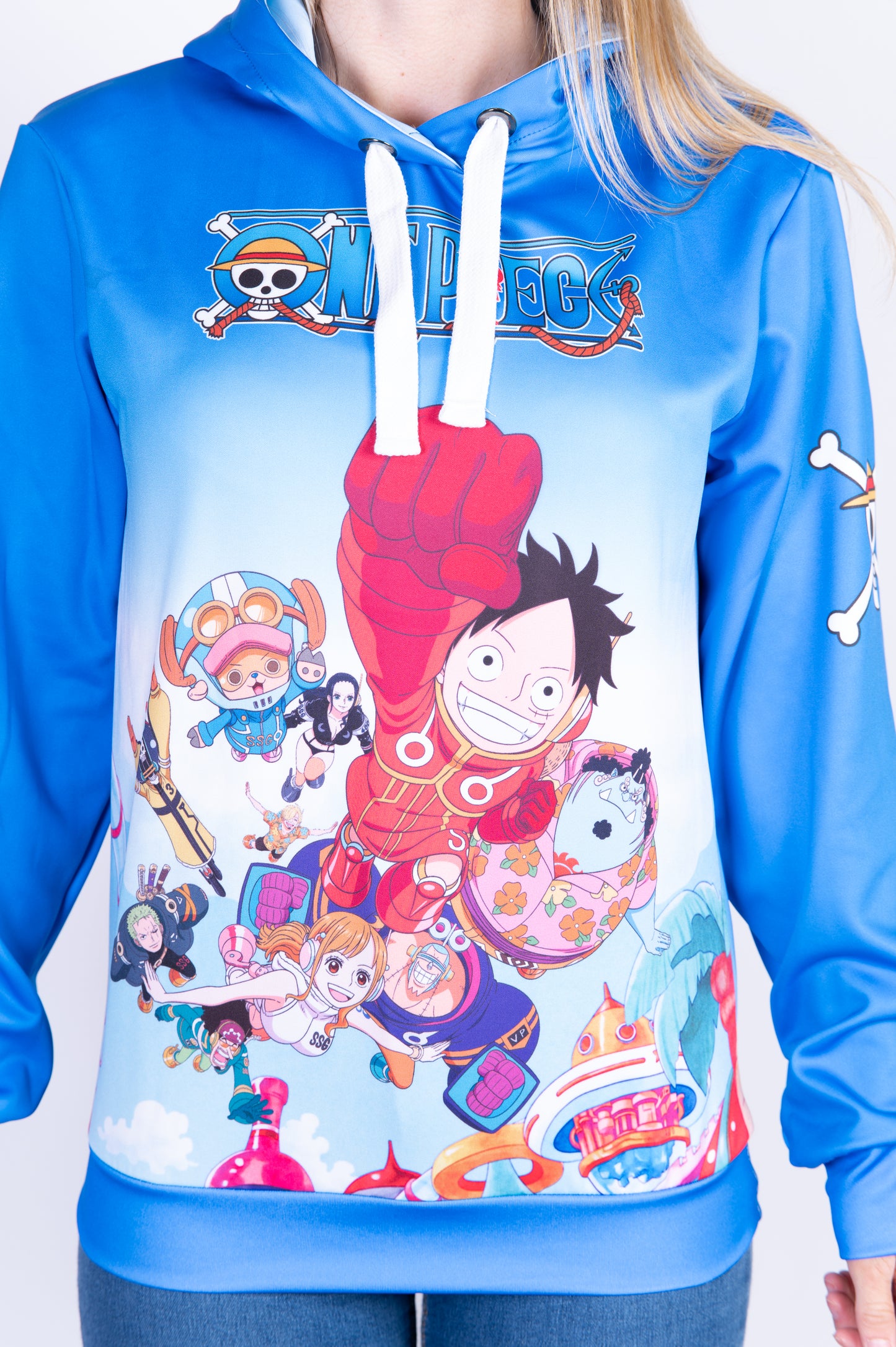 Sudadera - One piece egghead luffy straw hat crew blue