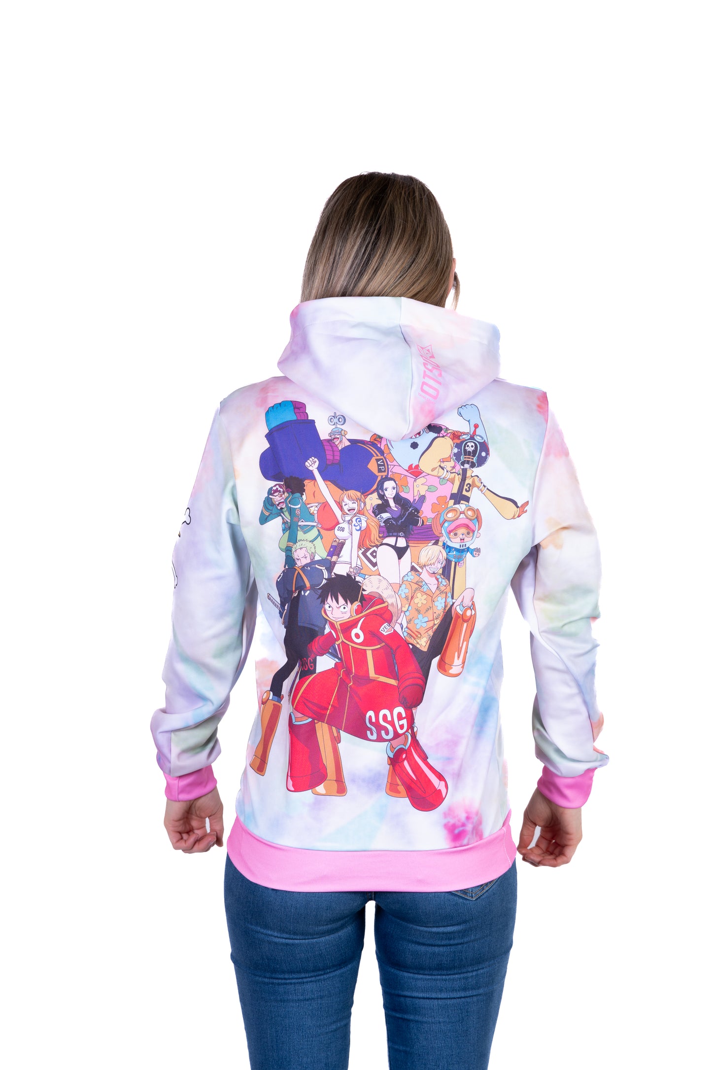 Sudadera - One piece egghead luffy and the crew pink