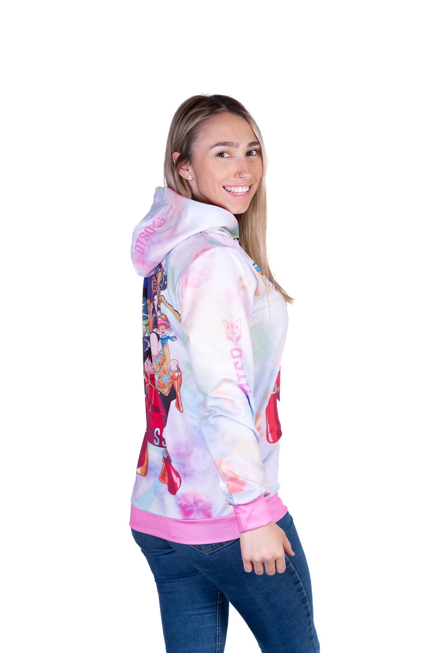 Sudadera - One piece egghead luffy and the crew pink