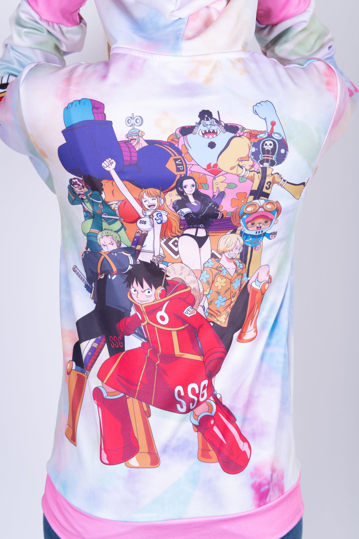 Sudadera - One piece egghead luffy and the crew pink