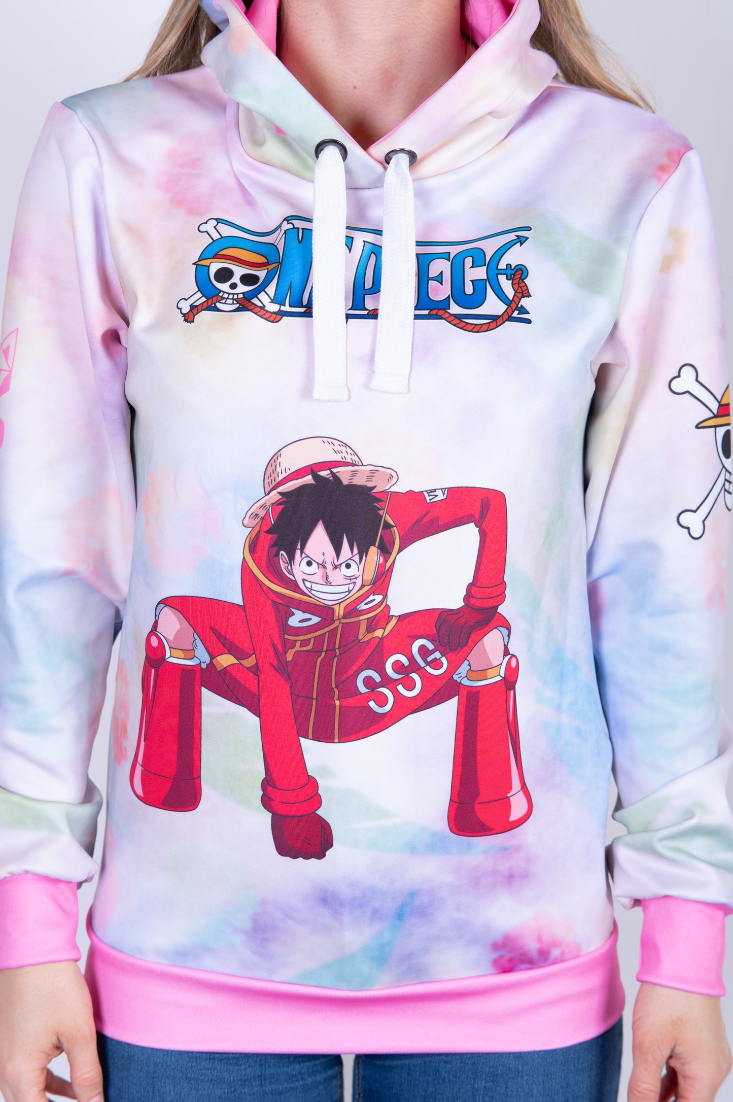Sudadera - One piece egghead luffy and the crew pink