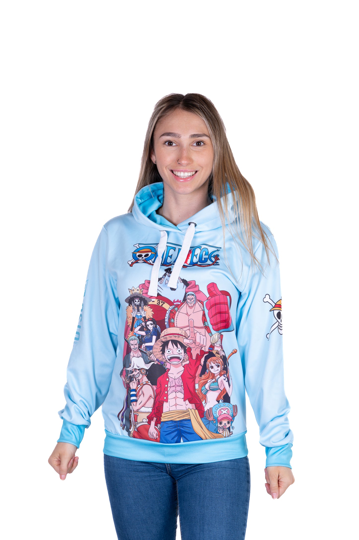 Sudadera - One piece fishman straw hat crew turquoise