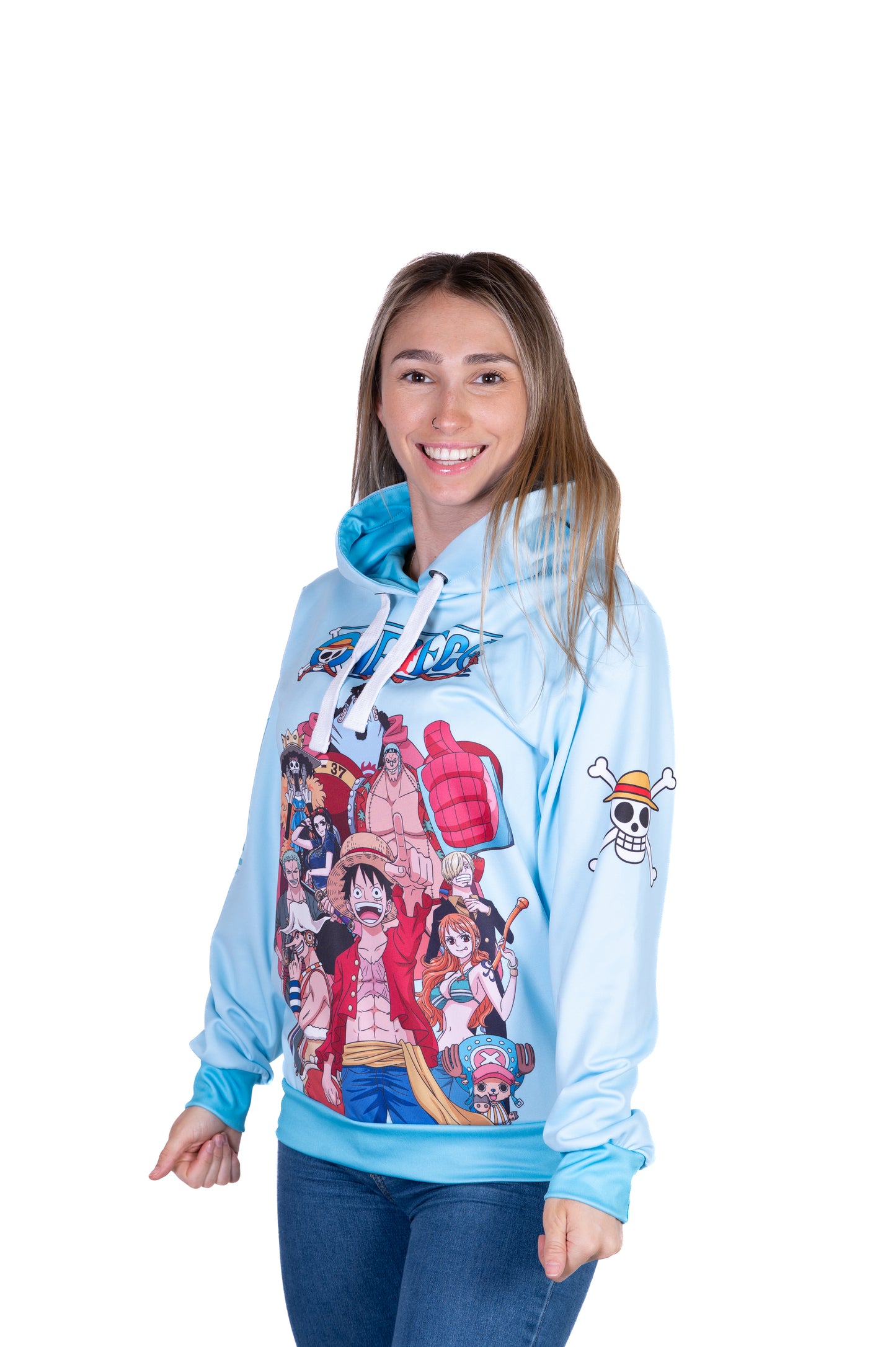 Sudadera - One piece fishman straw hat crew turquoise