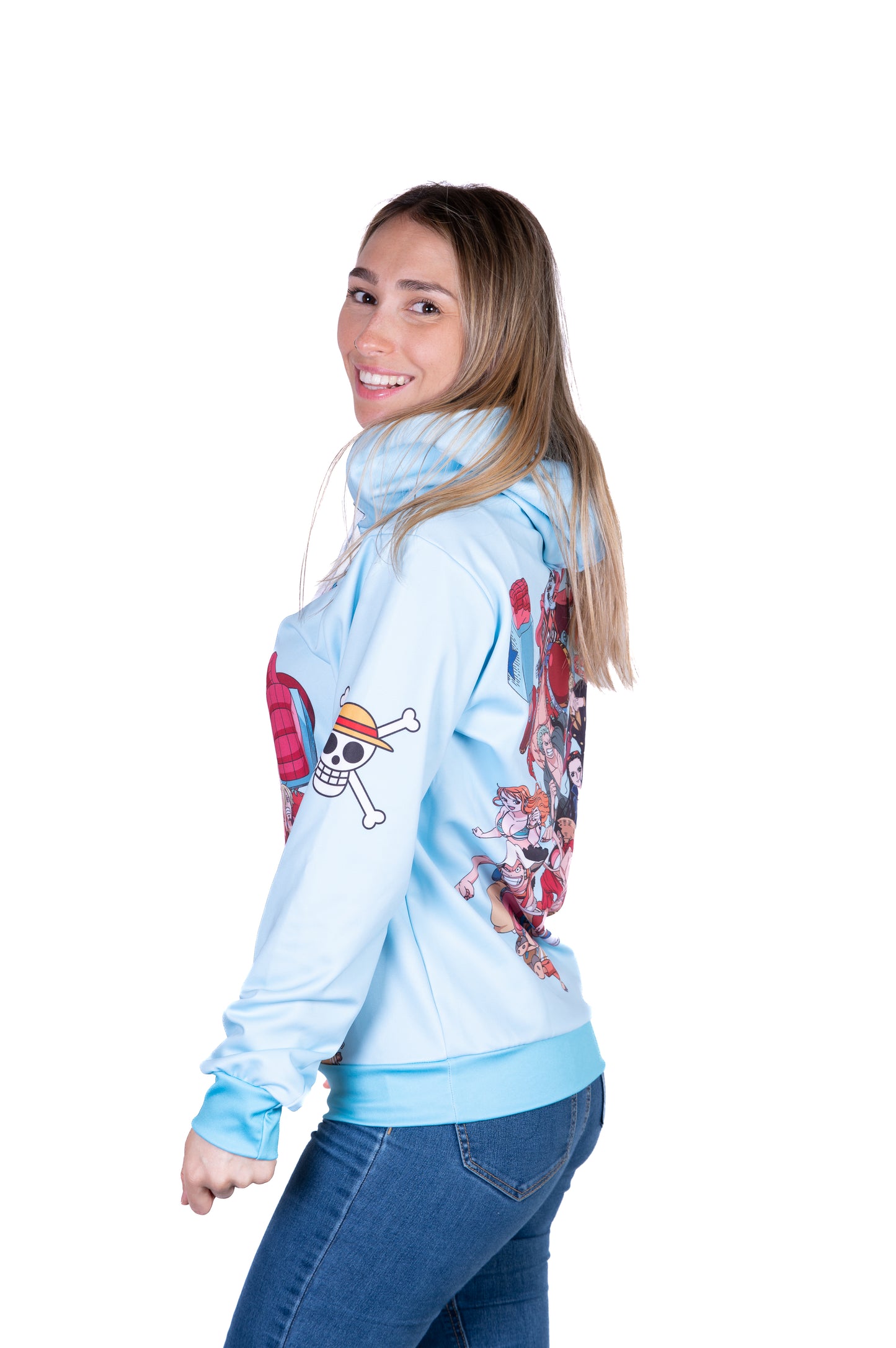 Sudadera - One piece fishman straw hat crew turquoise