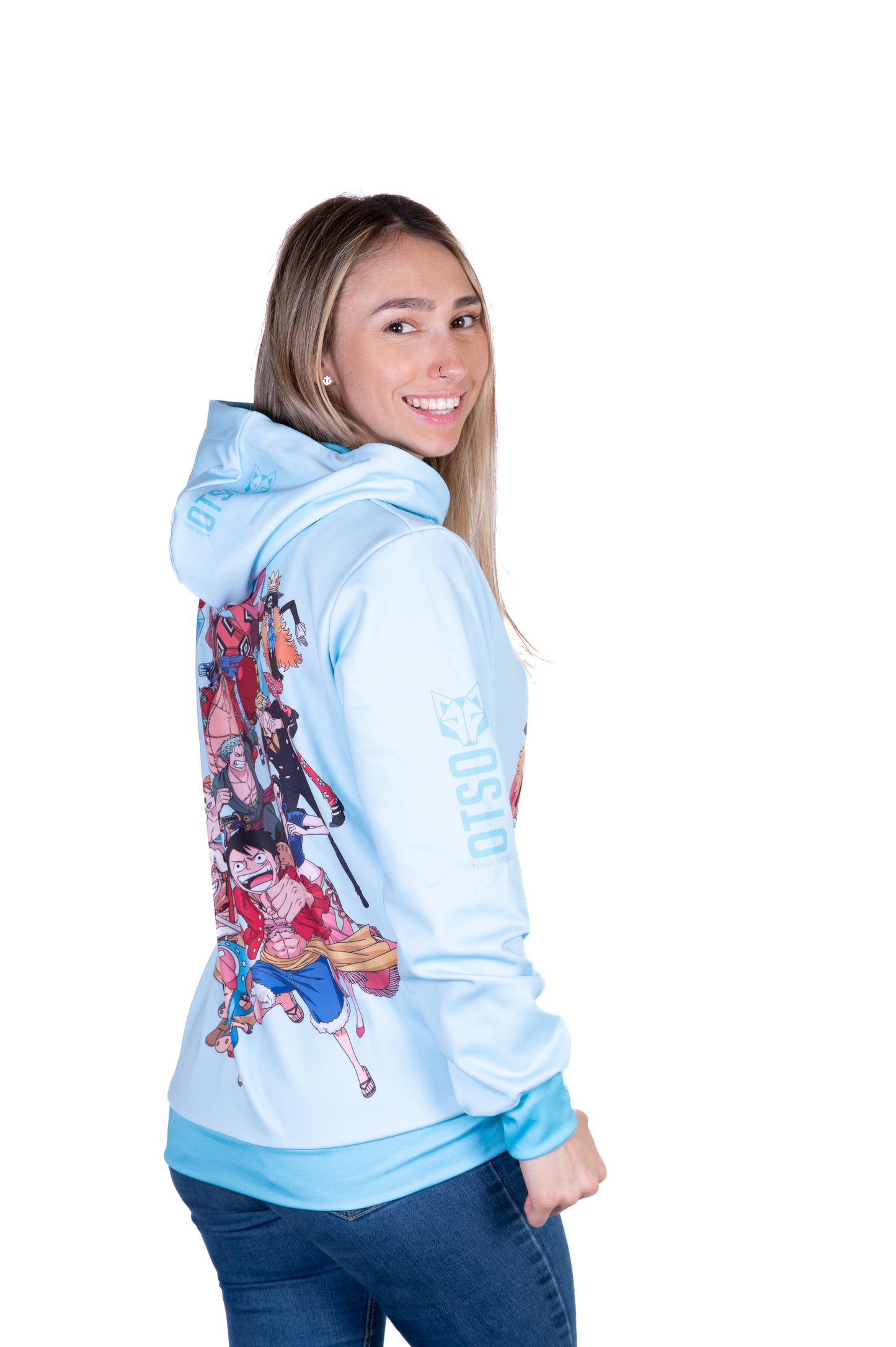 Sudadera - One piece fishman straw hat crew turquoise