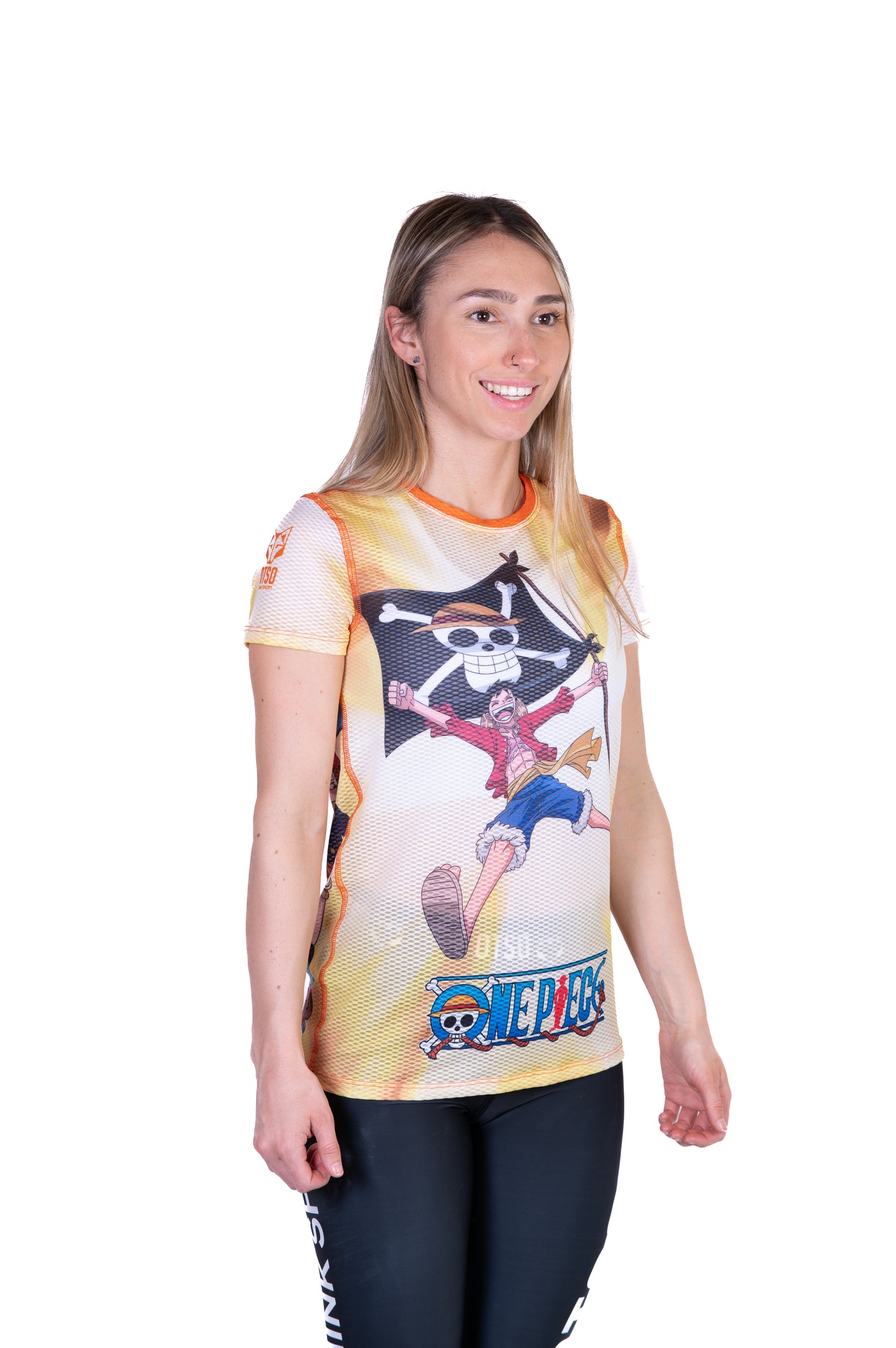 T-shirt de manga curta para mulher - One piece fishman straw hat crew yellow