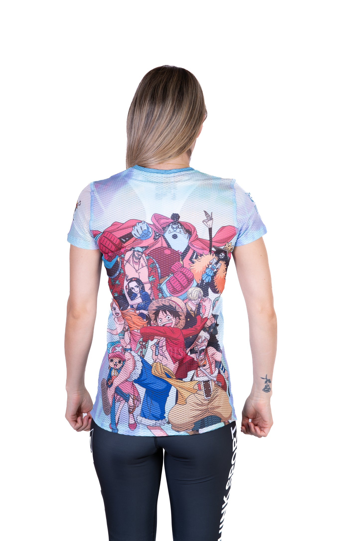 T-shirt de manga curta para mulher - One piece fishman luffy and the crew green