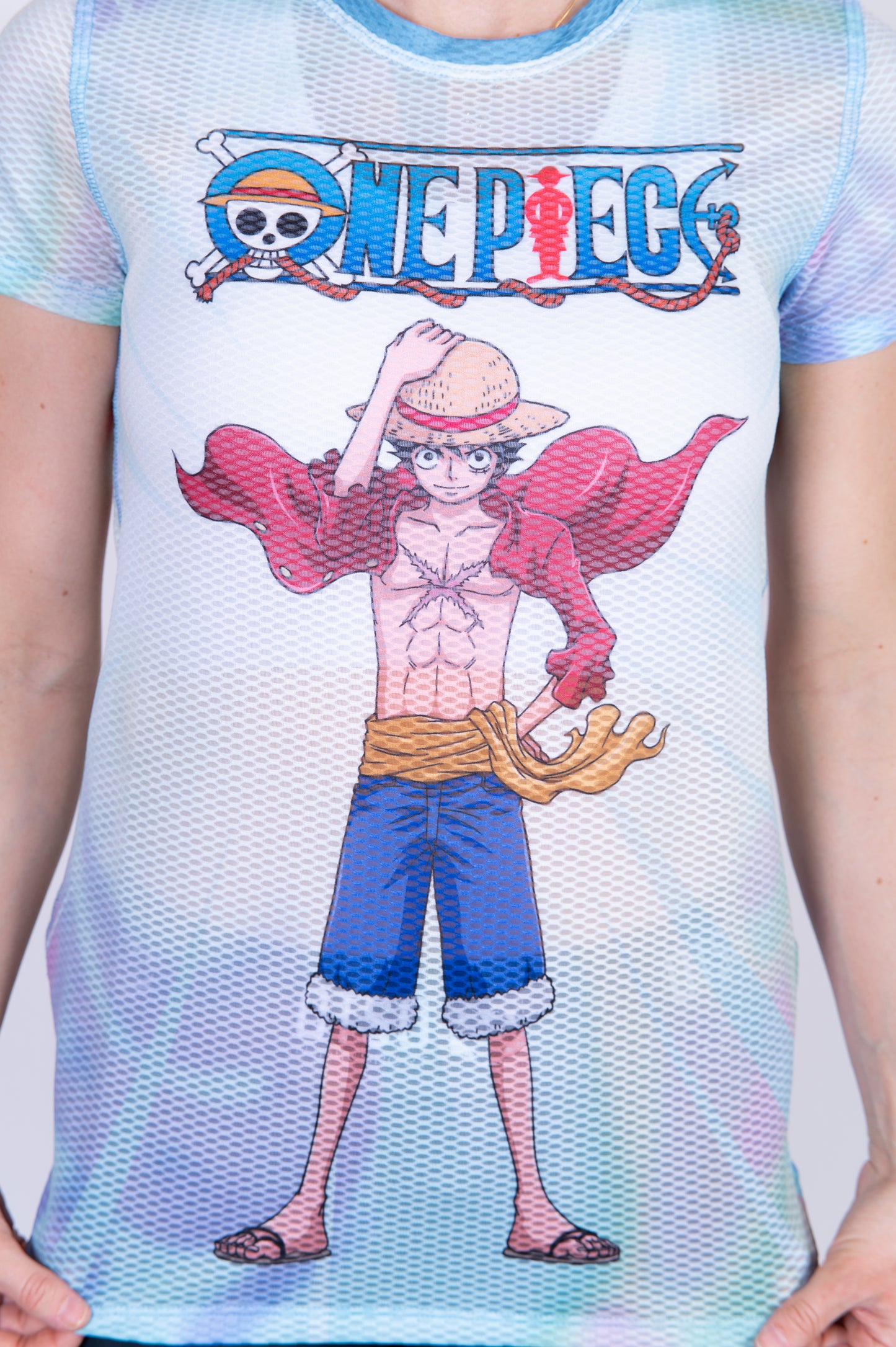 T-shirt de manga curta para mulher - One piece fishman luffy and the crew green