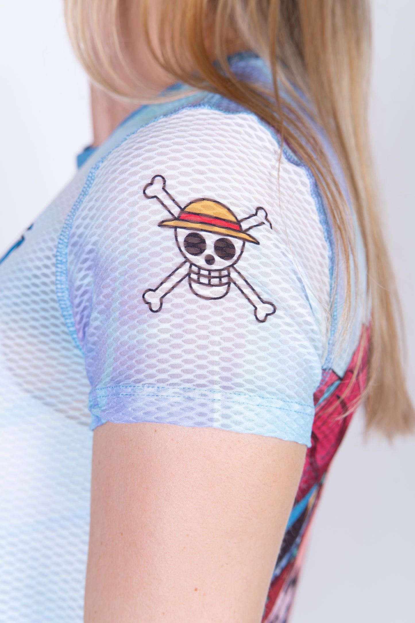 T-shirt de manga curta para mulher - One piece fishman luffy and the crew green