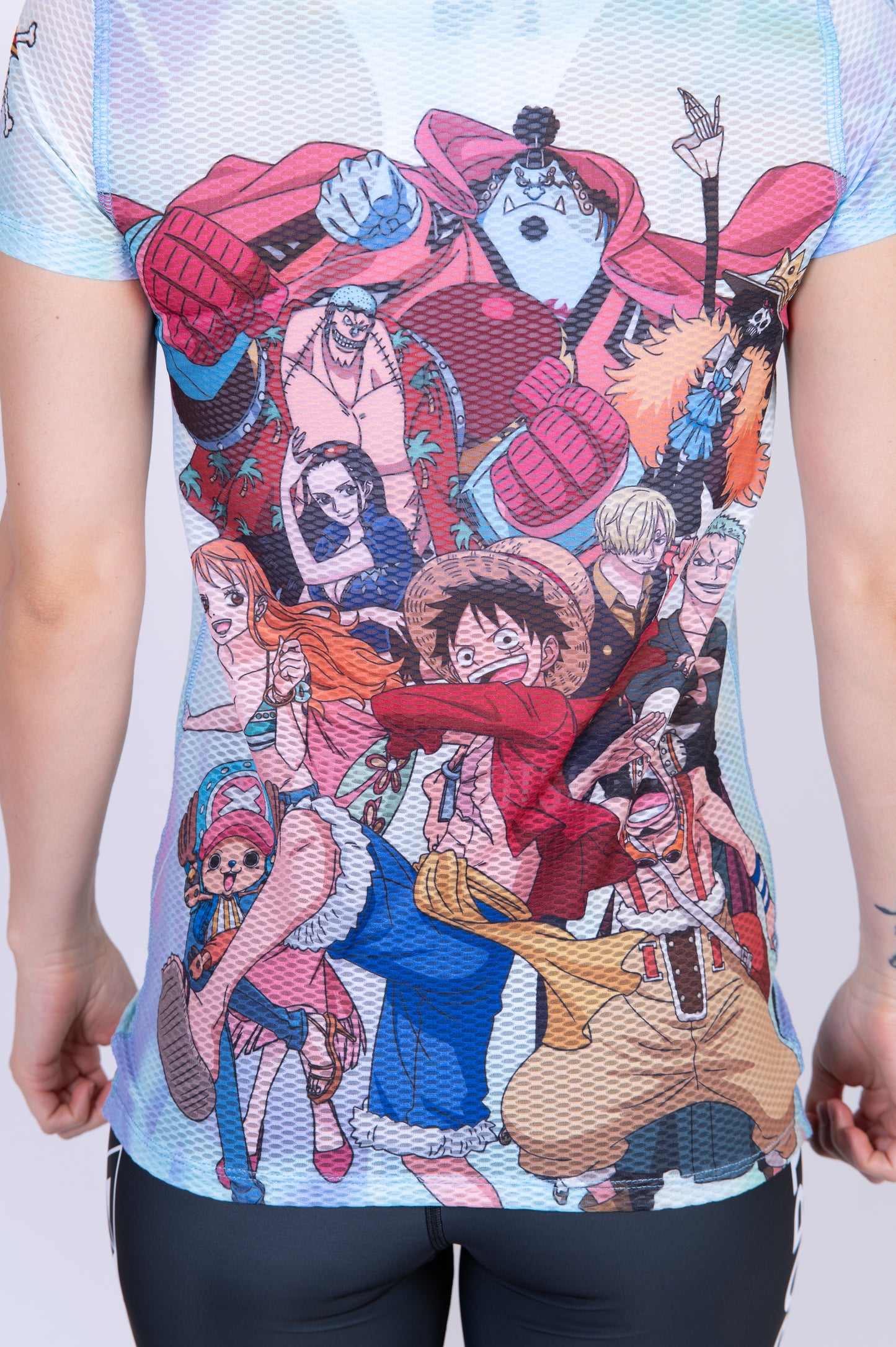 T-shirt de manga curta para mulher - One piece fishman luffy and the crew green
