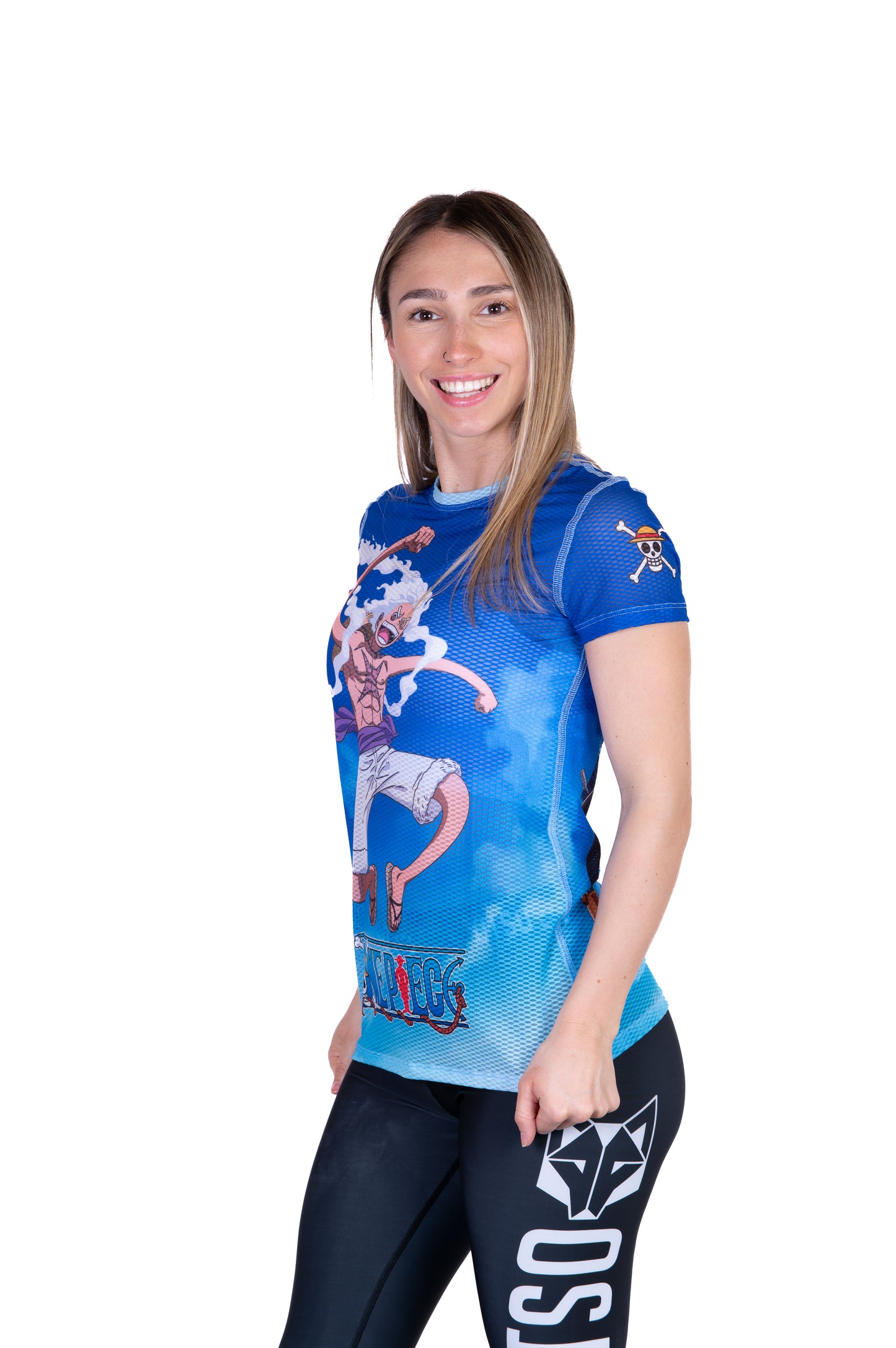 Camiseta manga corta mujer - One piece egghead luffy and the crew blue