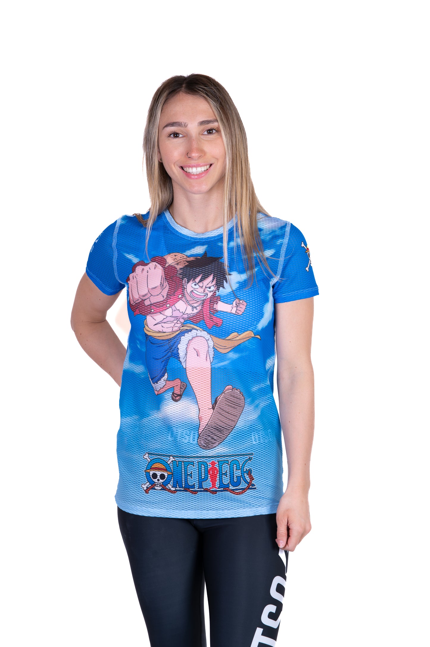 T-shirt manches courtes femme - One piece fishman luffy and the crew blue