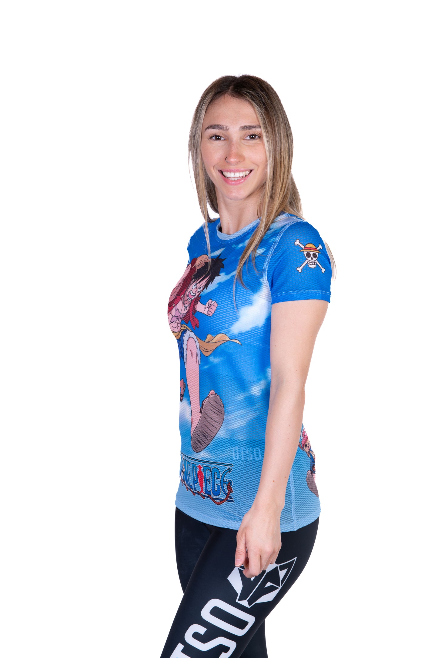 T-shirt manches courtes femme - One piece fishman luffy and the crew blue