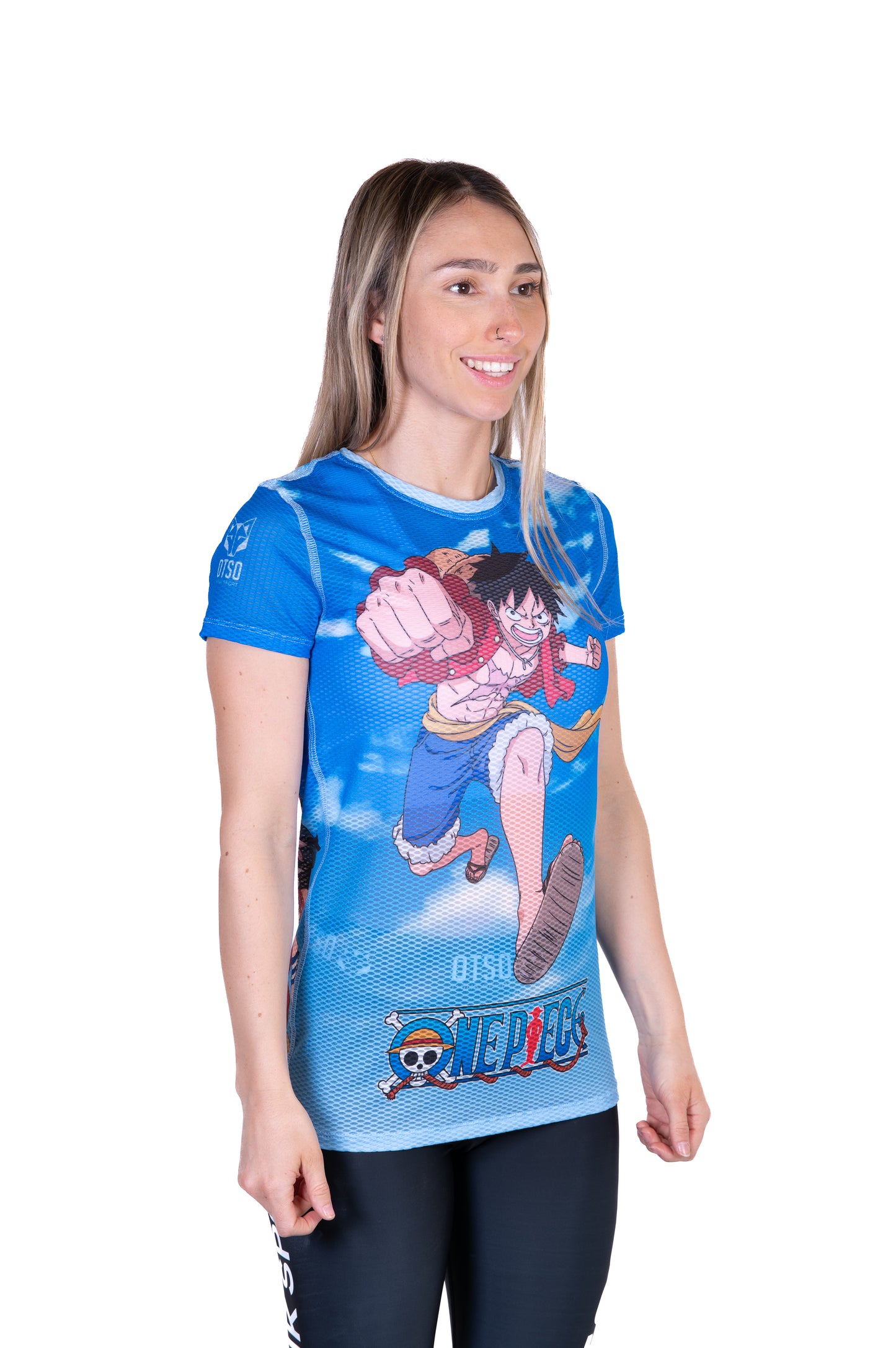 T-shirt manches courtes femme - One piece fishman luffy and the crew blue