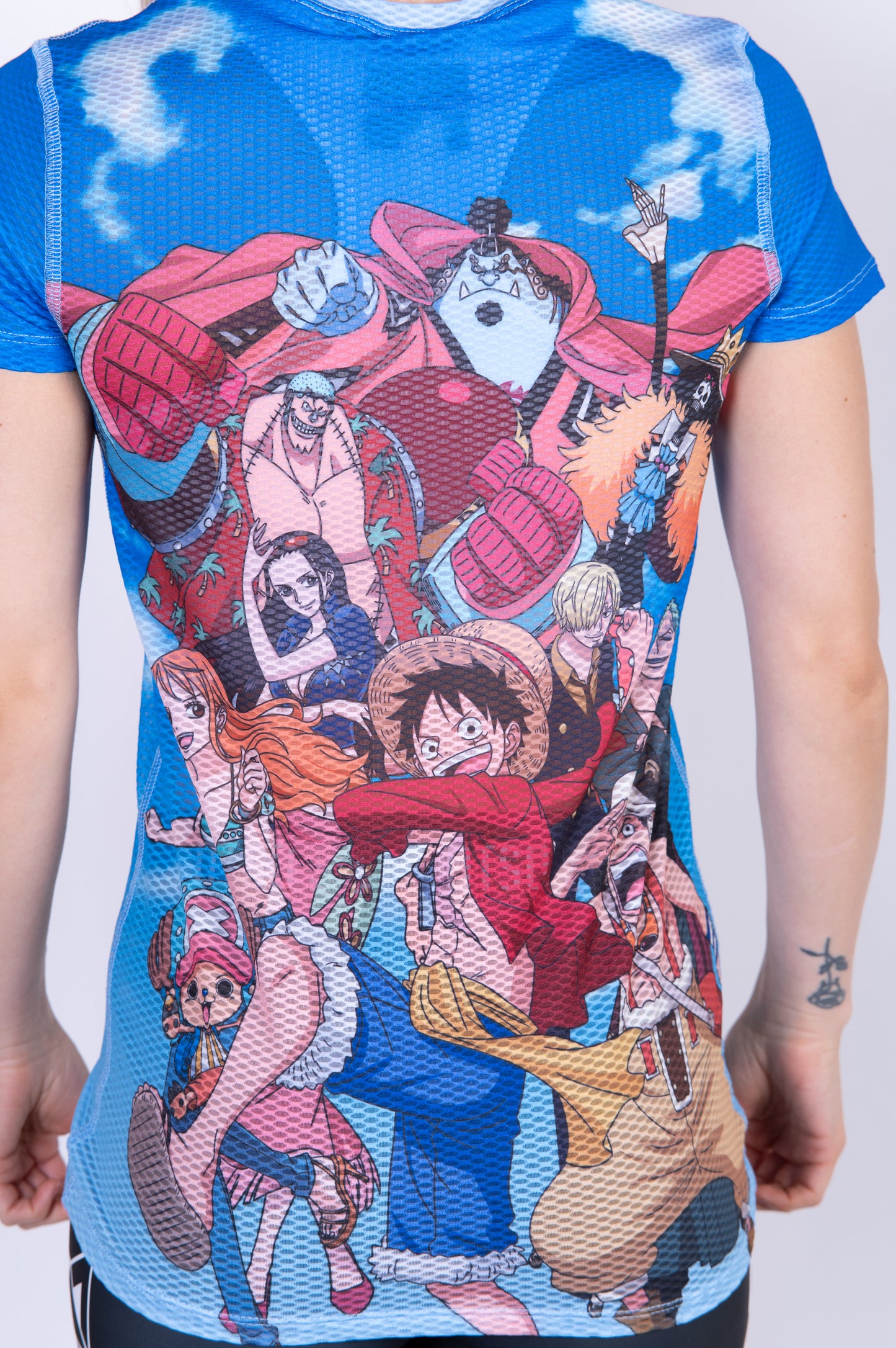 T-shirt manches courtes femme - One piece fishman luffy and the crew blue