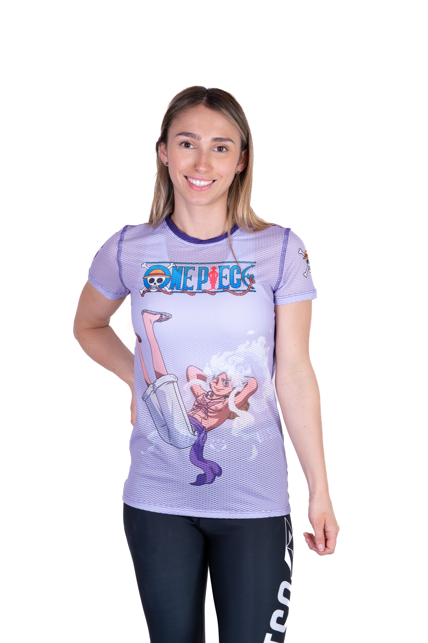 T-shirt manches courtes femme - One piece egghead luffy gear5 purple