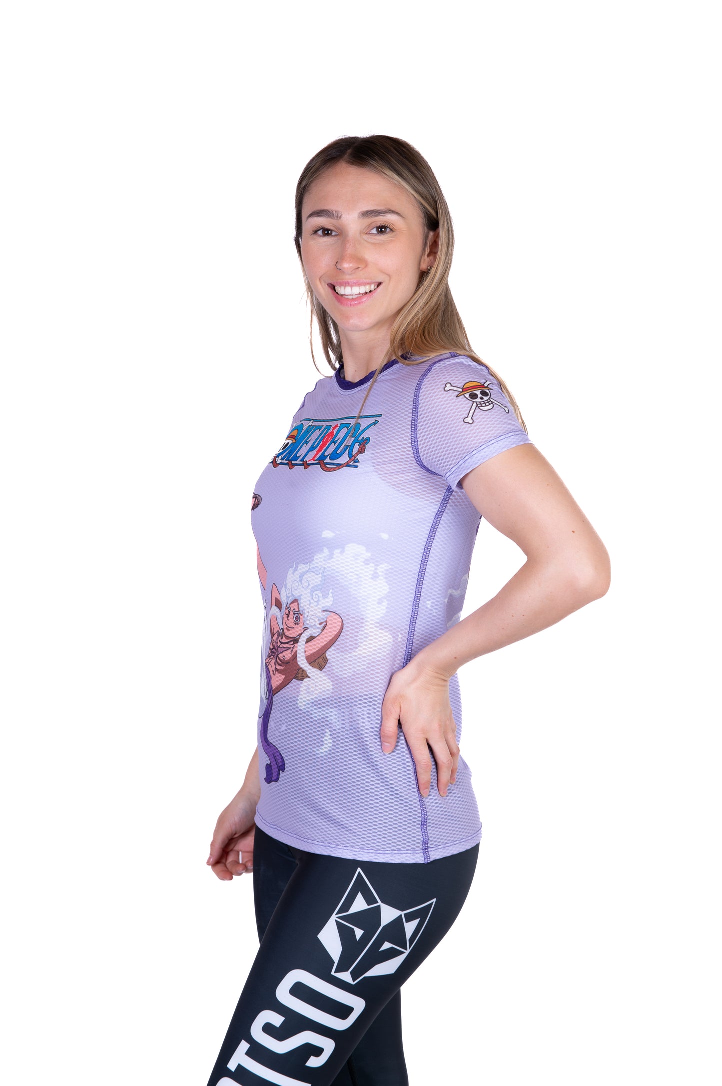 T-shirt manches courtes femme - One piece egghead luffy gear5 purple