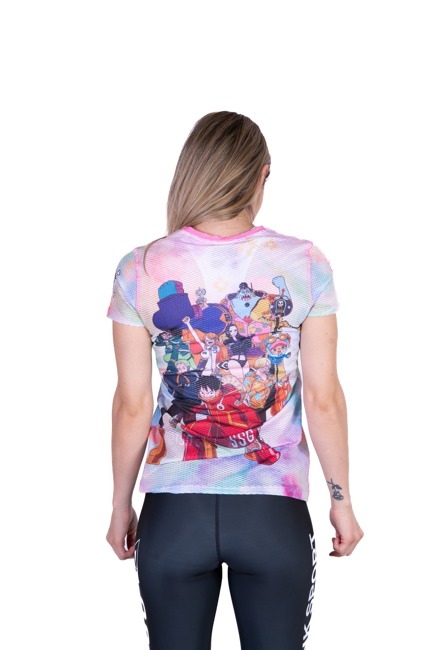 Short sleeve t-shirt women - One piece egghead luffy and the crew pink