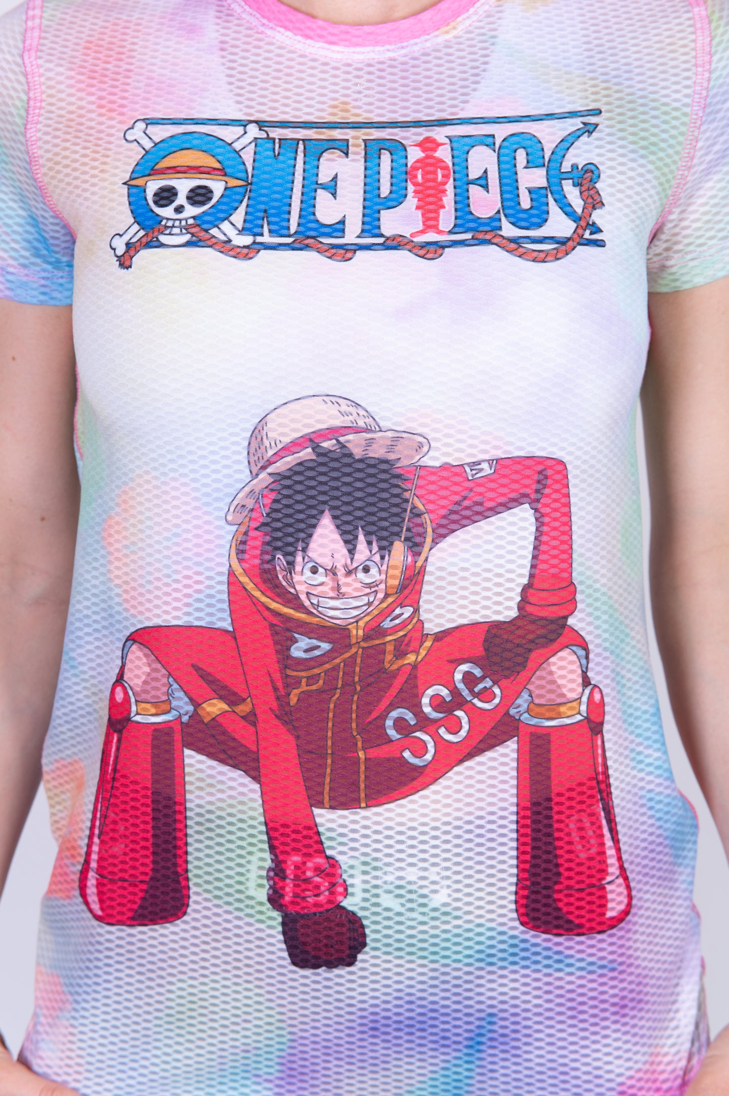 Short sleeve t-shirt women - One piece egghead luffy and the crew pink