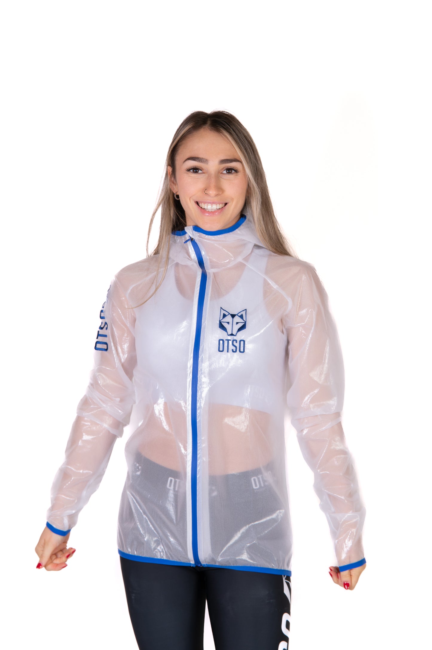 Waterproof Jacket - White & Royal Blue